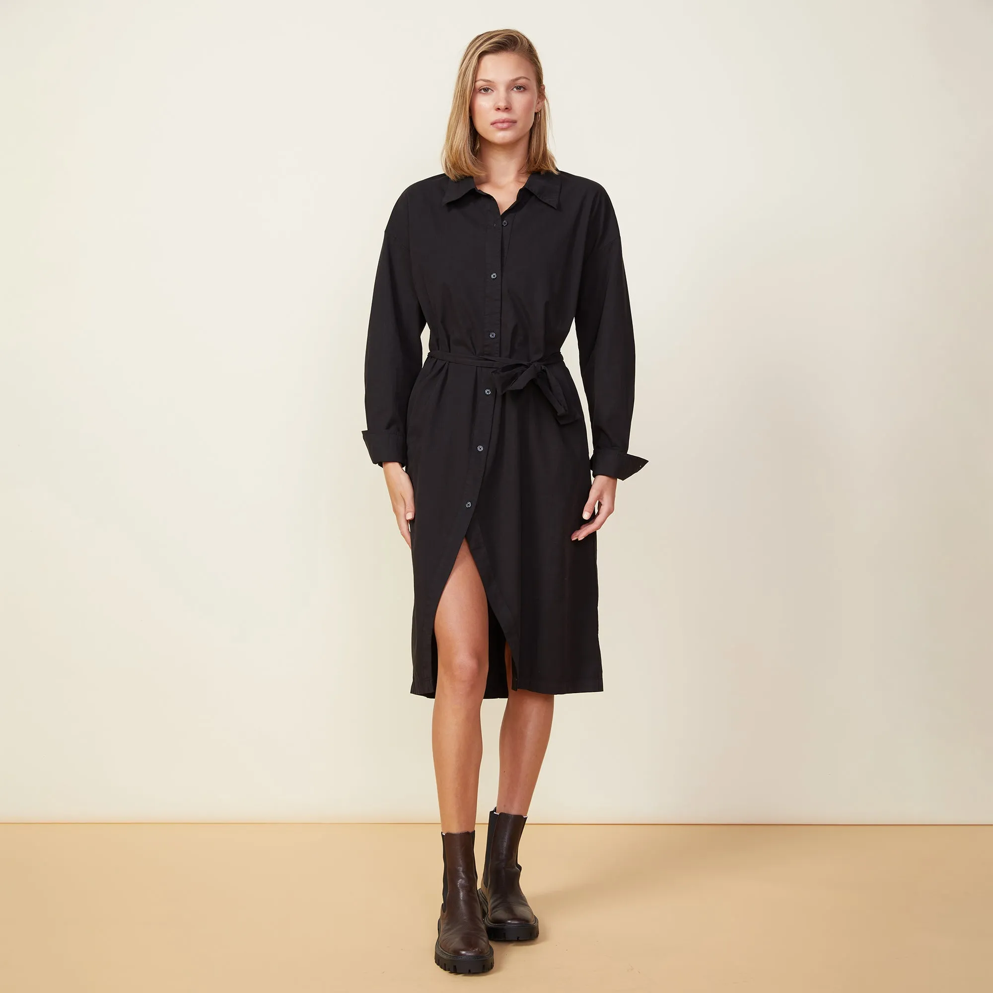 Asymmetrical Poplin Tie Shirt Dress sold by Monrow product image thumbnail 4