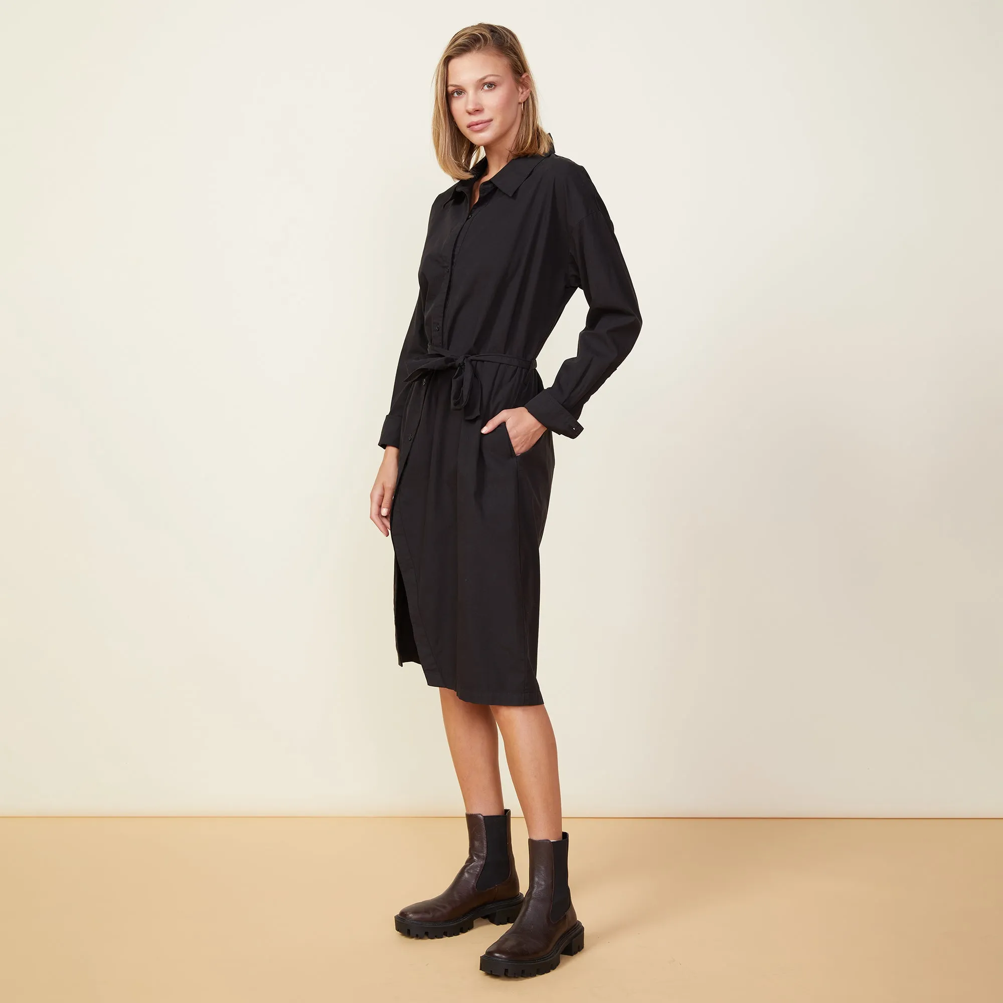 Asymmetrical Poplin Tie Shirt Dress sold by Monrow product image thumbnail 5