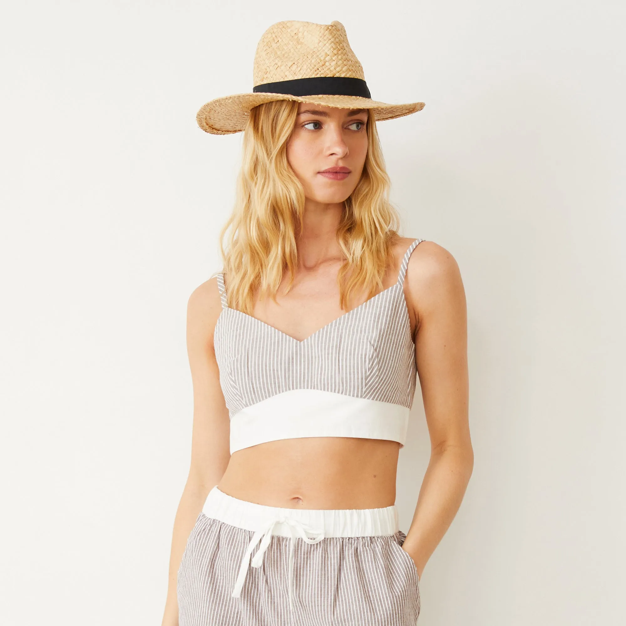Stripe Poplin Bralette Top sold by Monrow product image thumbnail 3