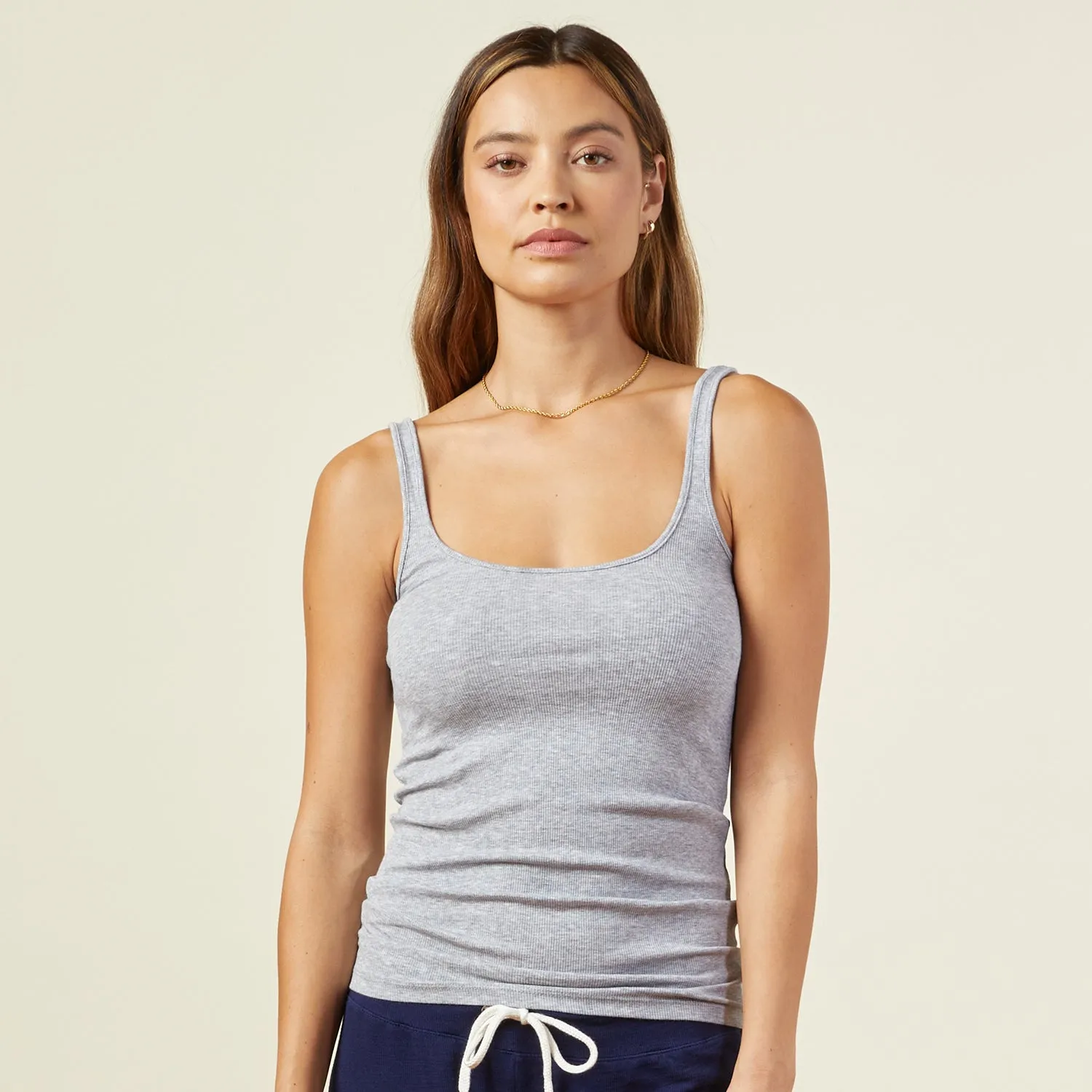 Supimafine Rib Scoop Neck Tank sold by Monrow