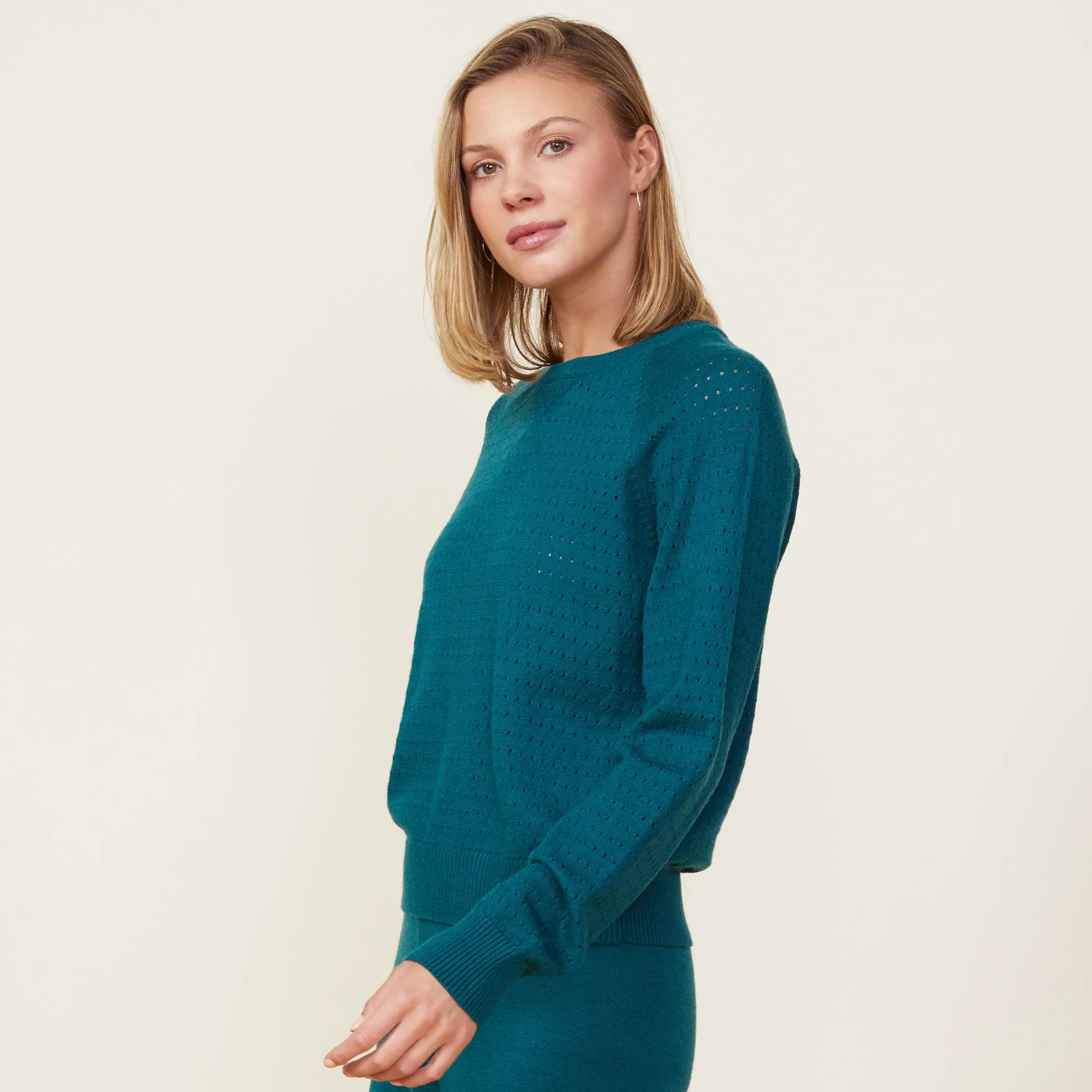 Soft Knit Pointelle Raglan Sweater sold by Monrow product image thumbnail 5