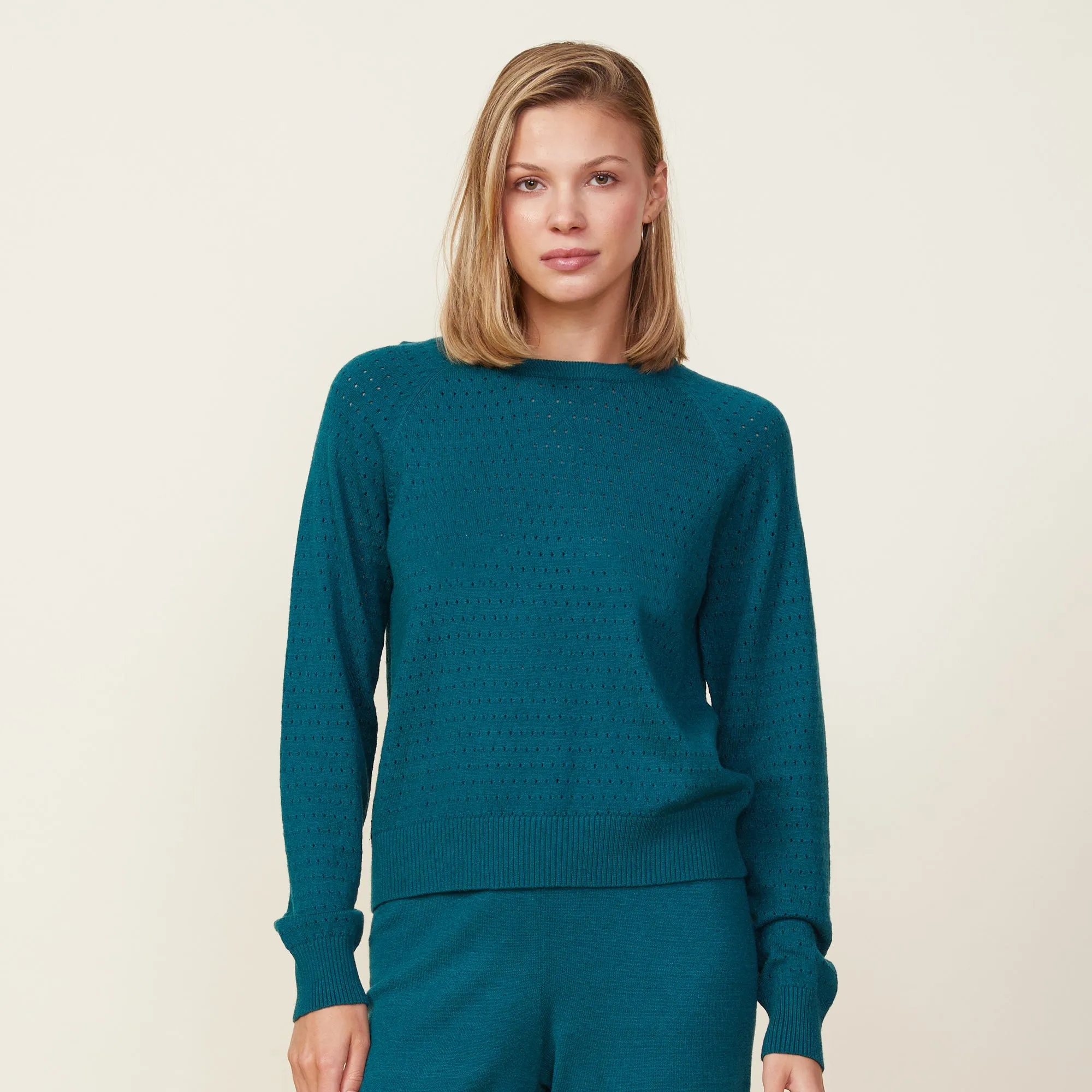 Soft Knit Pointelle Raglan Sweater sold by Monrow product image thumbnail 2
