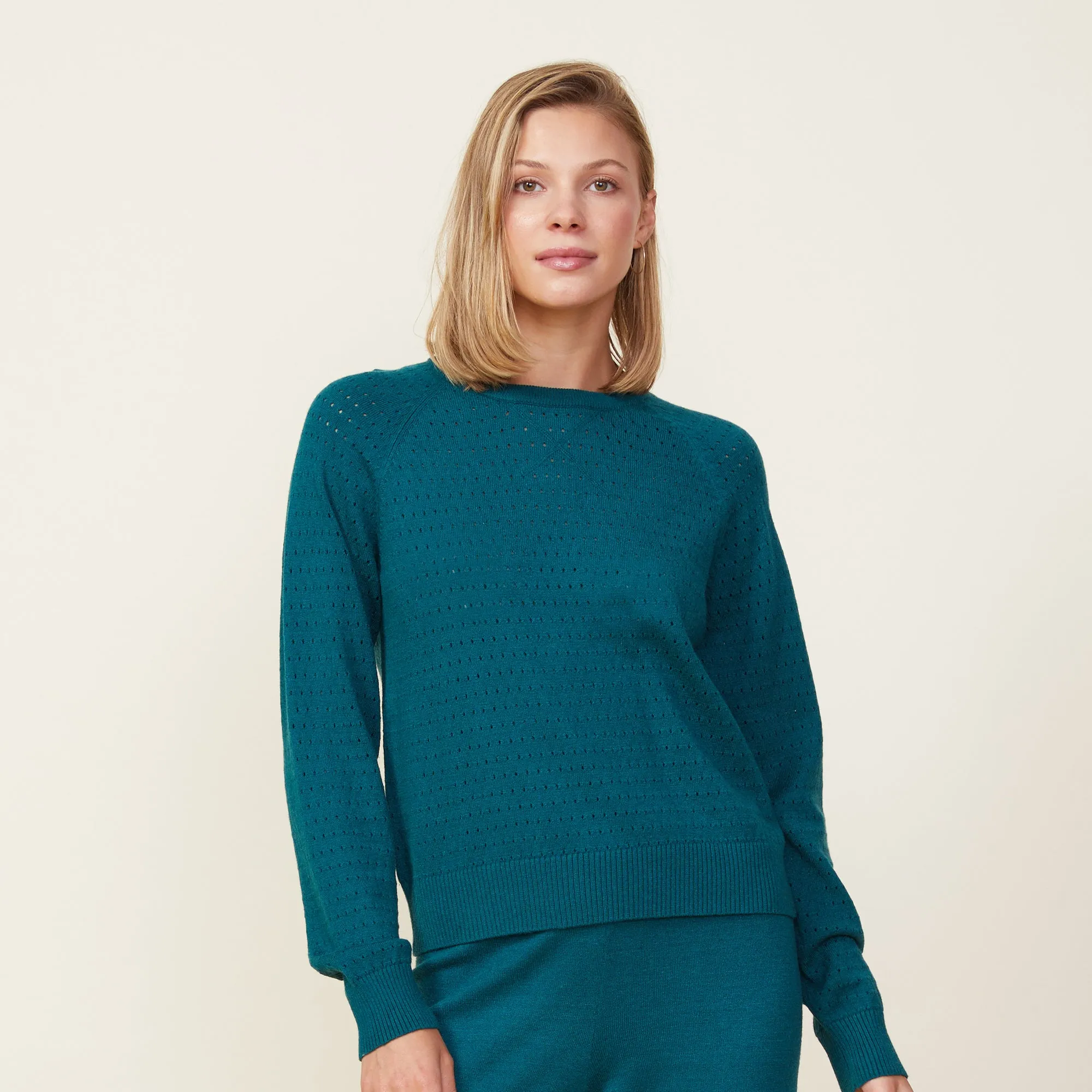 Soft Knit Pointelle Raglan Sweater sold by Monrow product image thumbnail 4