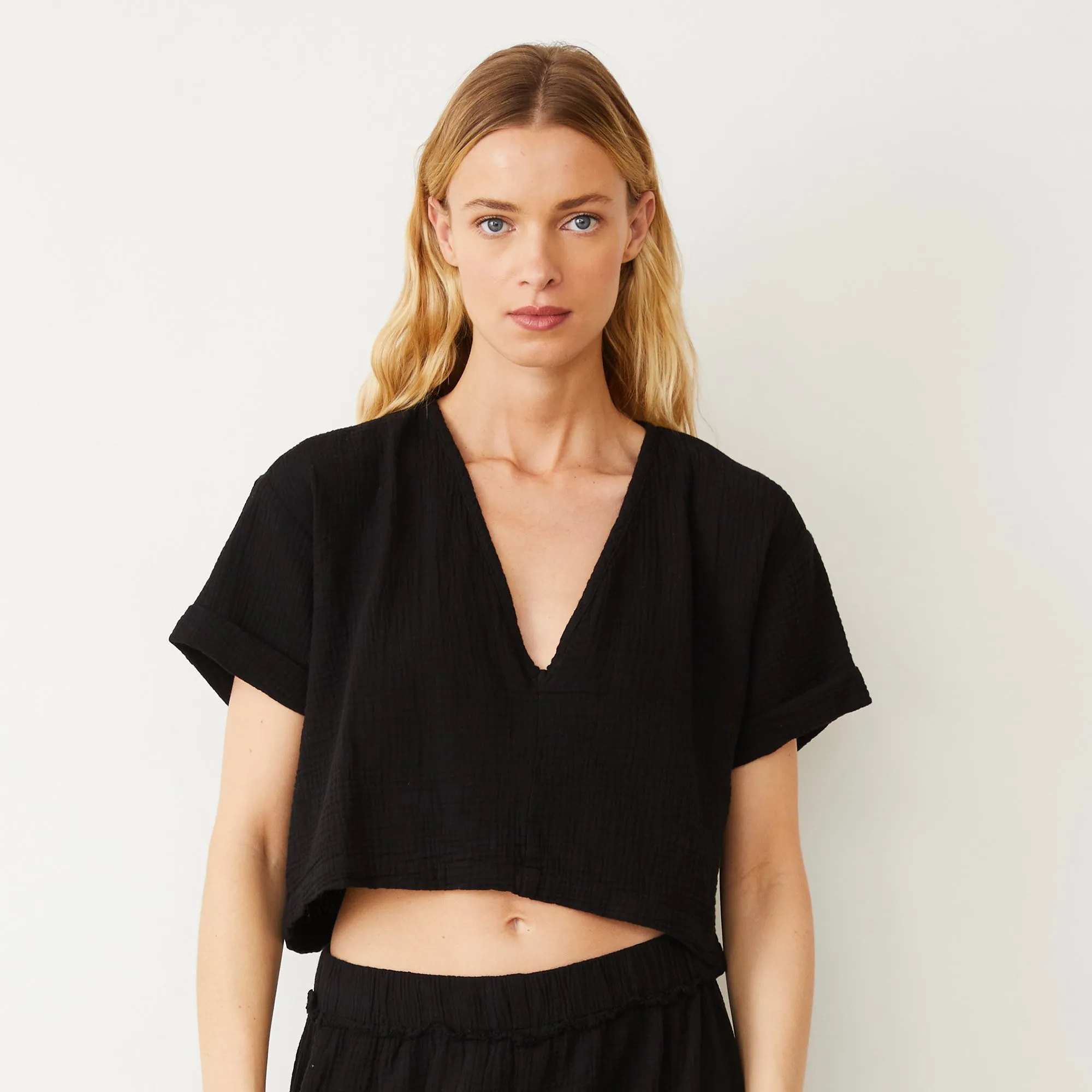 Gauze V Neck Mini Top sold by Monrow product image thumbnail 3