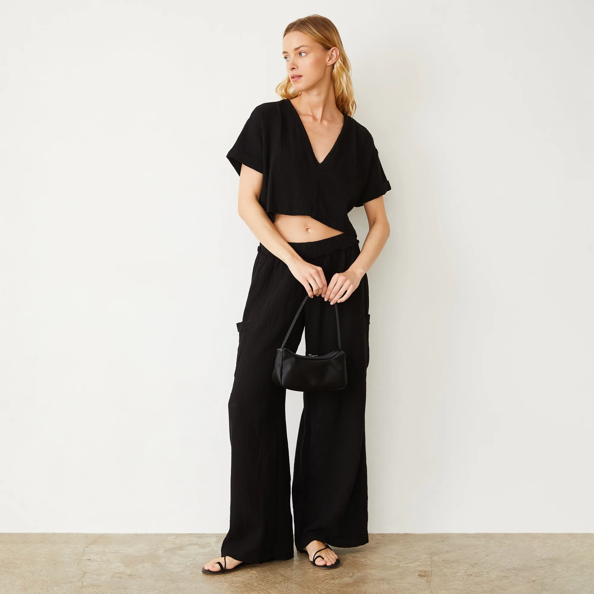 Gauze V Neck Mini Top sold by Monrow product image thumbnail 2
