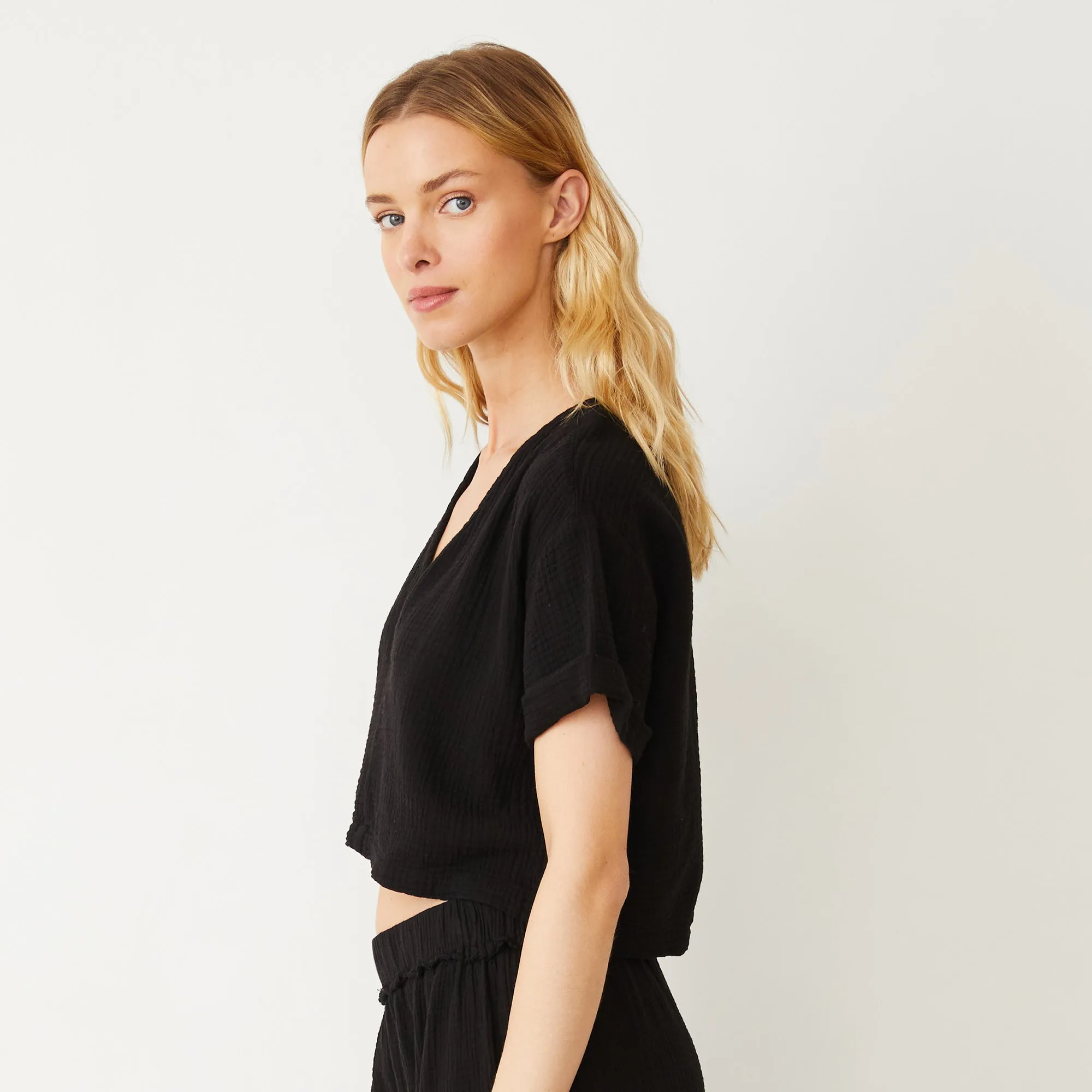 Gauze V Neck Mini Top sold by Monrow product image thumbnail 4