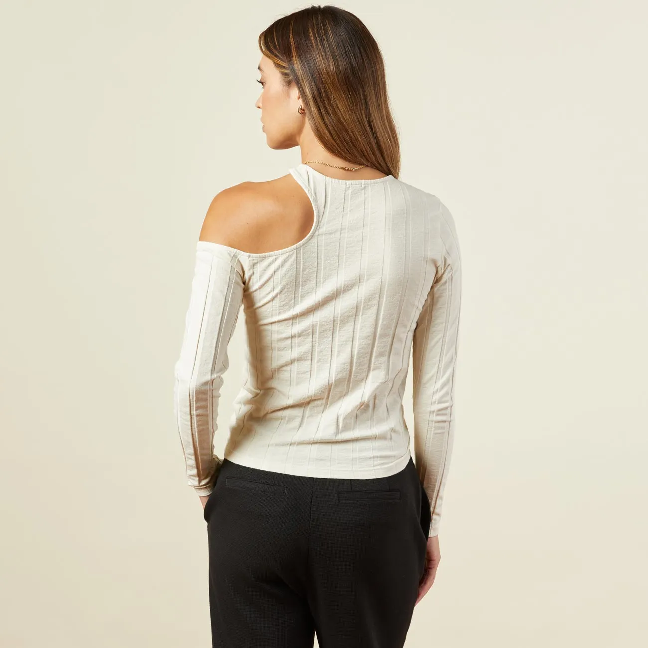 Flat Rib Asymmetric Long Sleeve sold by Monrow product image thumbnail 4
