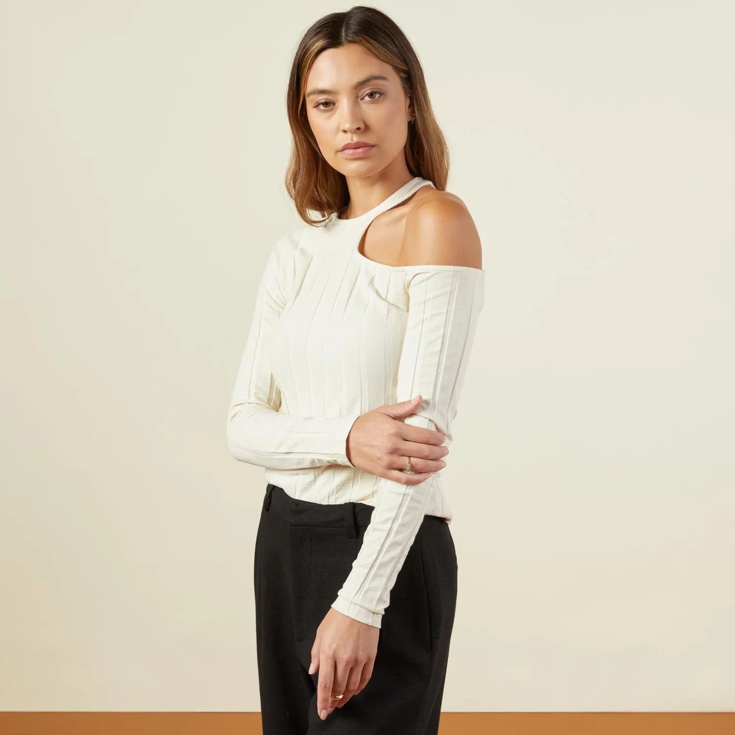 Flat Rib Asymmetric Long Sleeve sold by Monrow product image thumbnail 3