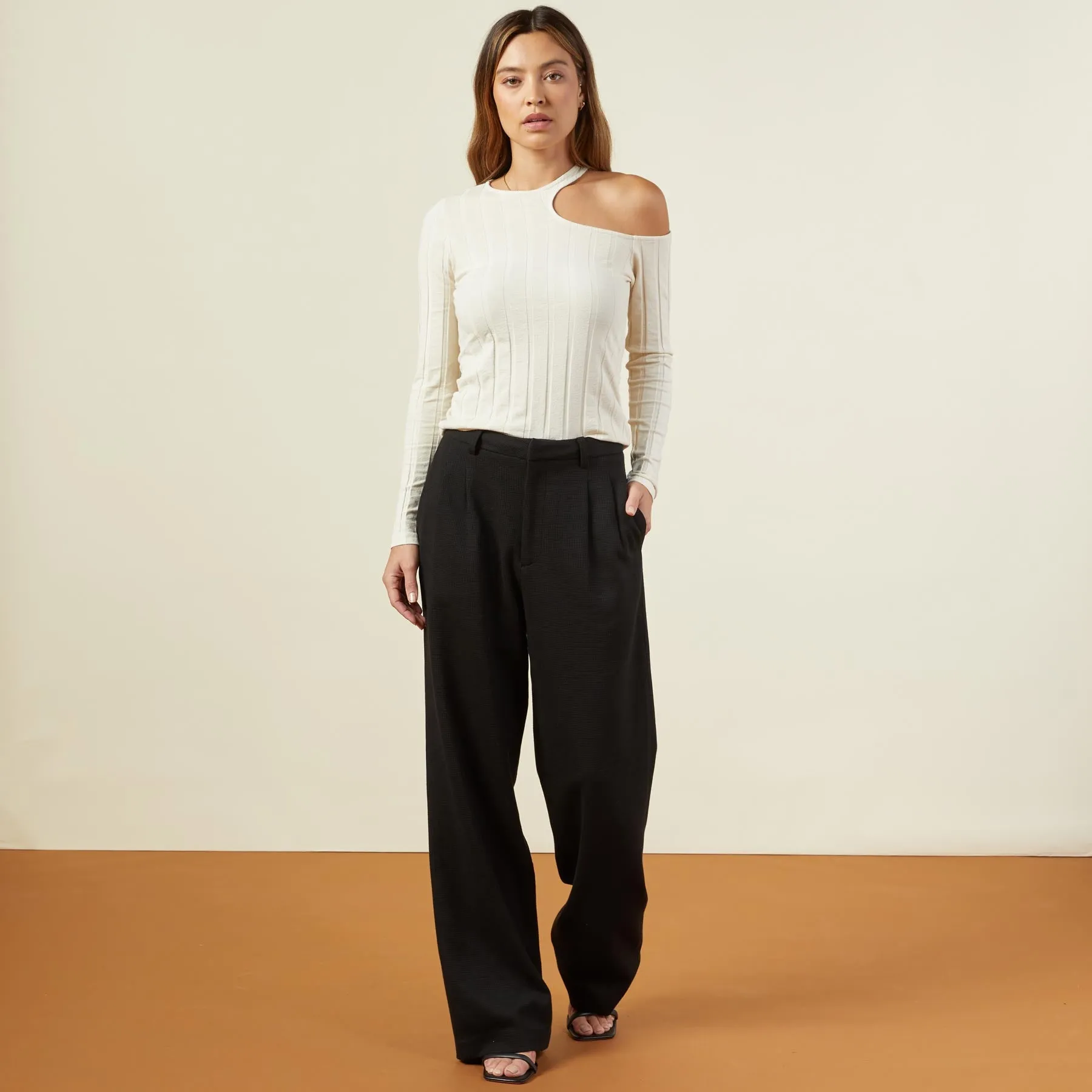 Flat Rib Asymmetric Long Sleeve sold by Monrow product image thumbnail 2