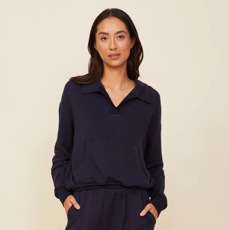 Supersoft Fleece Polo Sweatshirt sold by Monrow