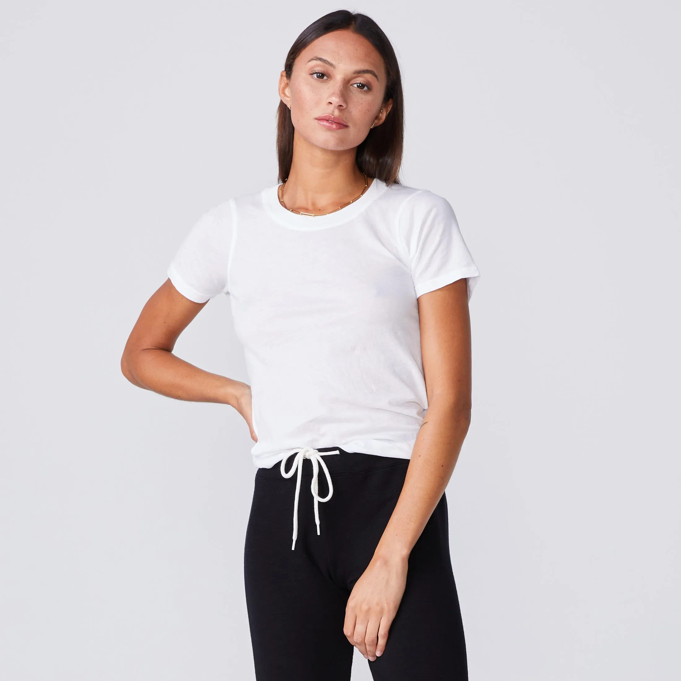 Super Fine Jersey Fitted Crew Neck Tee sold by Monrow