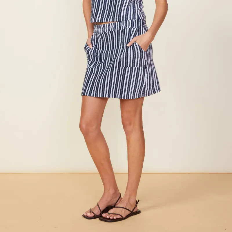 Stripe Terry Cloth Skirt sold by Monrow