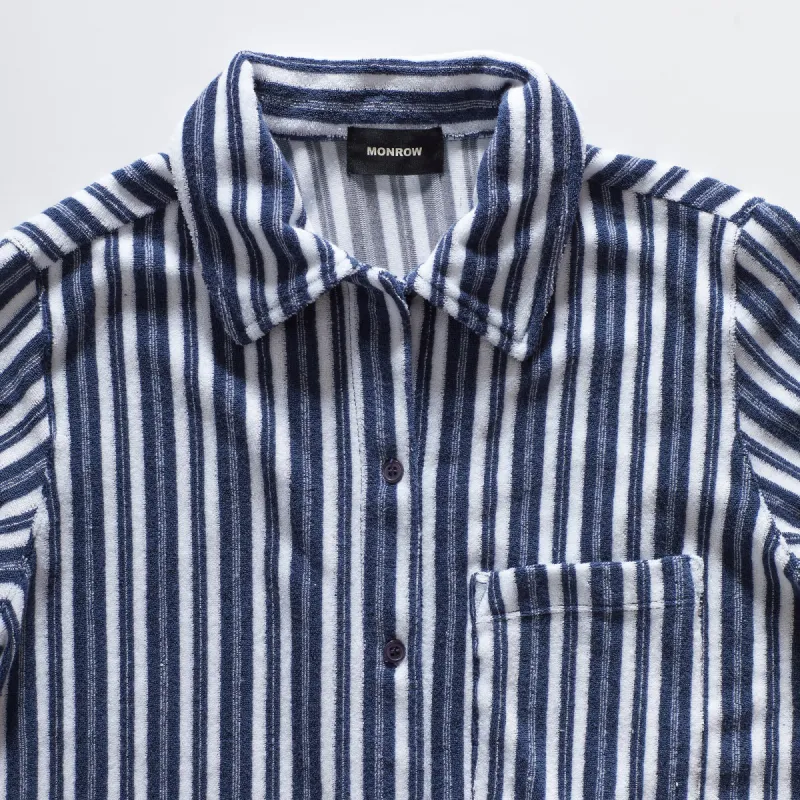 Stripe Terry Cloth Pocket Shirt sold by Monrow