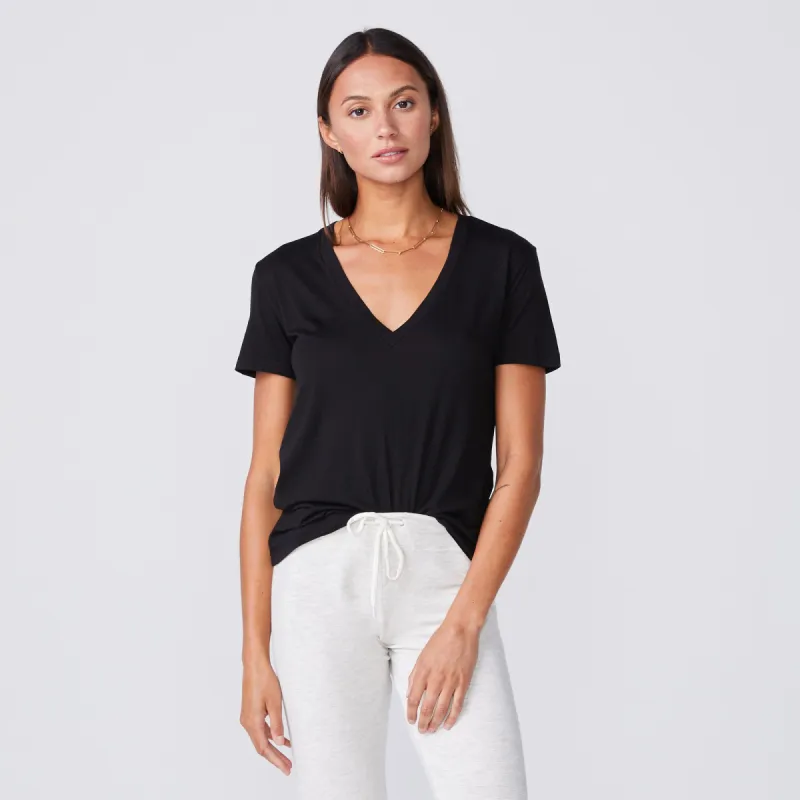 Cotton Modal Relaxed V Neck Tee sold by Monrow