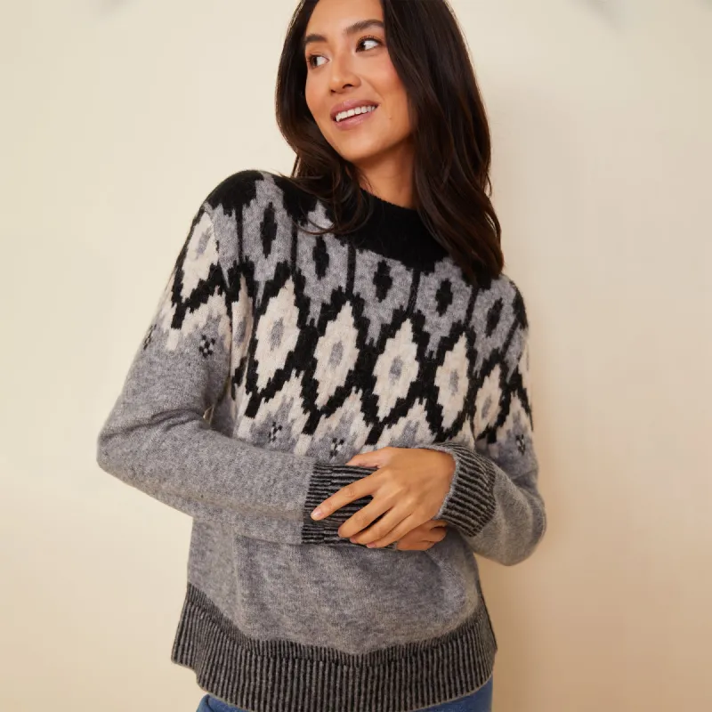 Mock Neck Fair Isle Sweater sold by Monrow