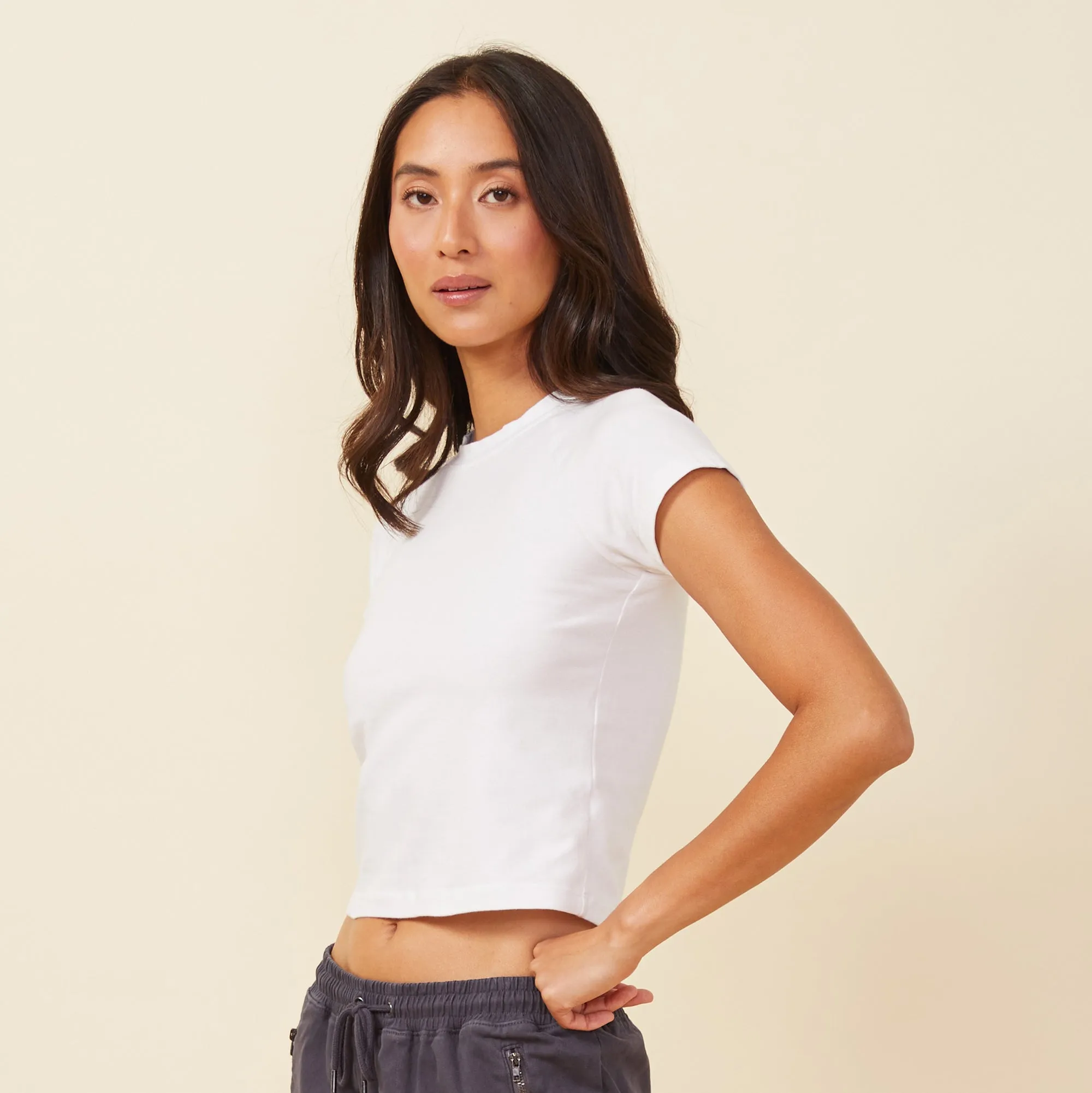 Fitted Cap Sleeve Tee sold by Monrow product image thumbnail 2