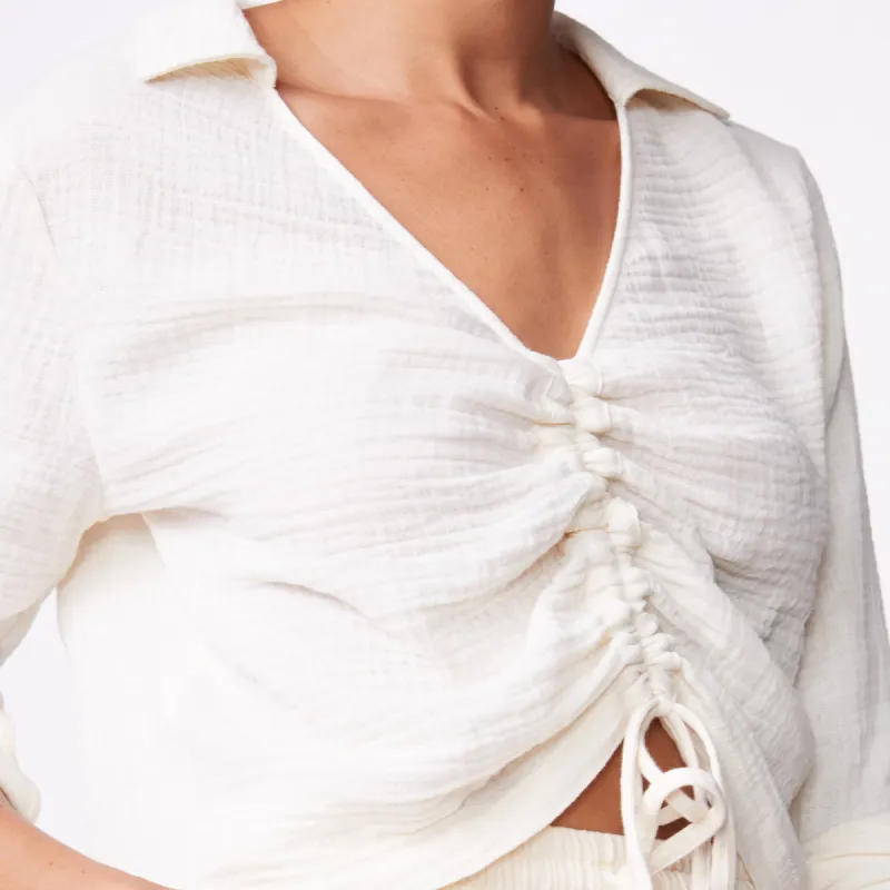 Gauze Shirred Blouse sold by Monrow