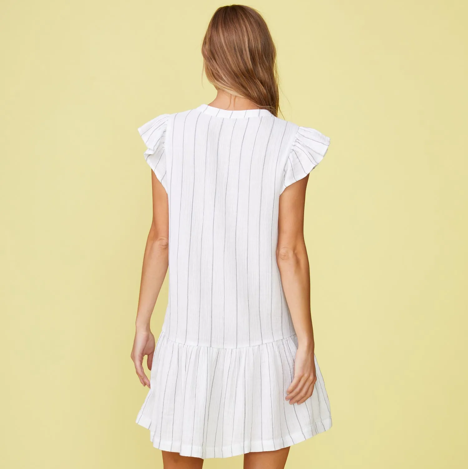 Pinstripe Gauze Easy Ruffle Dress sold by Monrow product image thumbnail 5