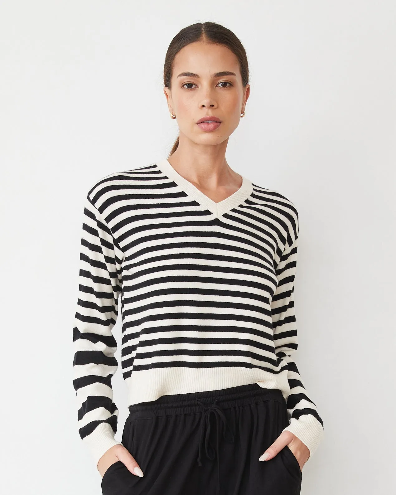 Lightknit Stripe V Neck sold by Monrow product image thumbnail 2