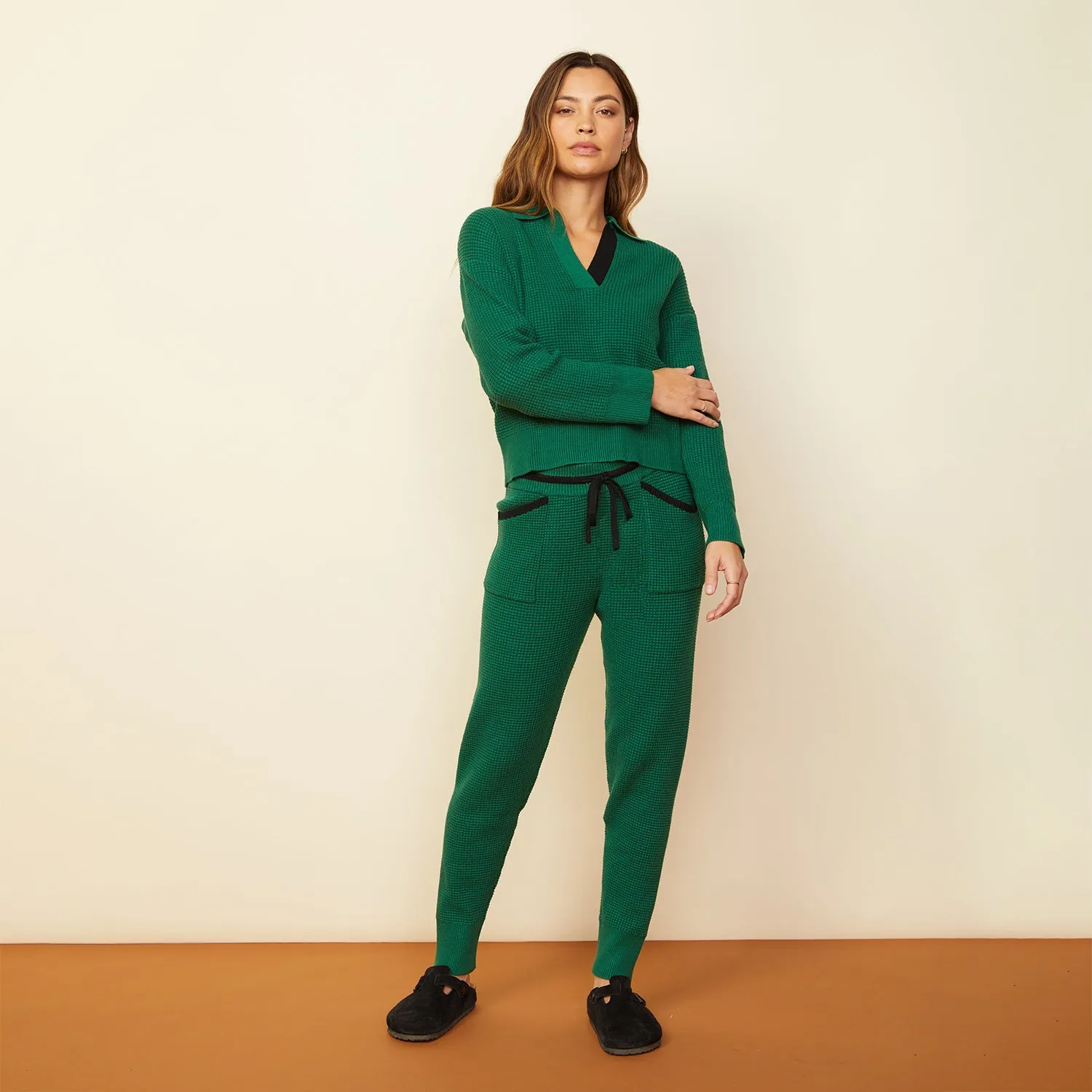 Supersoft Knit Waffle Cuffed Jogger sold by Monrow product image thumbnail 3