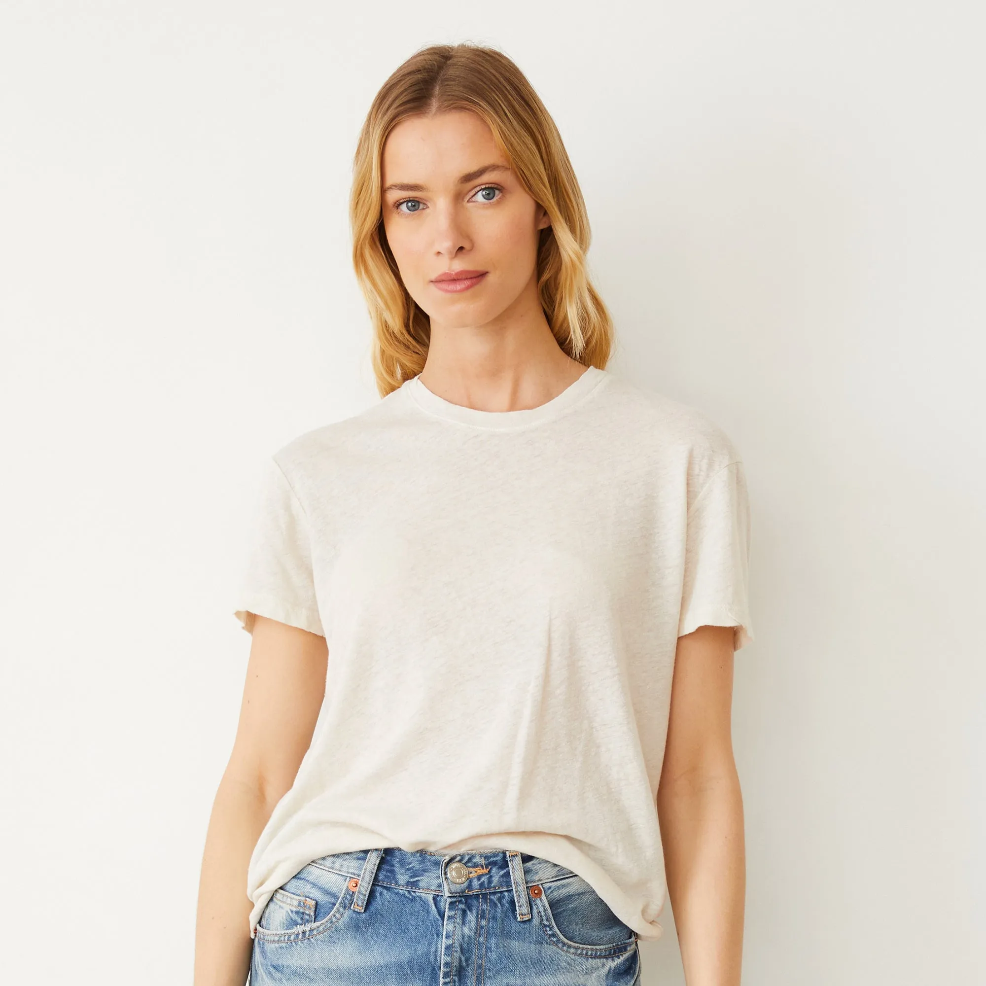 Linen Jersey Basic Crew Neck Tee sold by Monrow