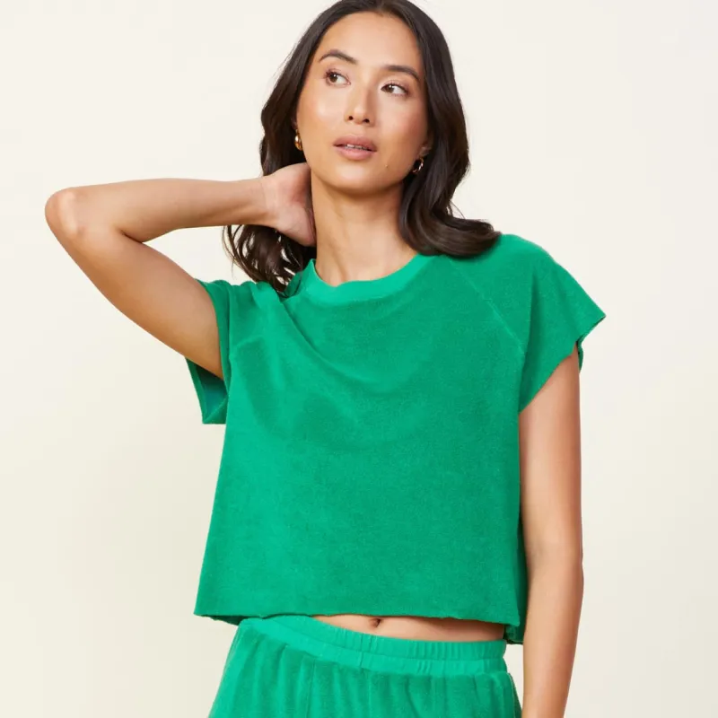 Terry Cloth Cut Off Raglan sold by Monrow