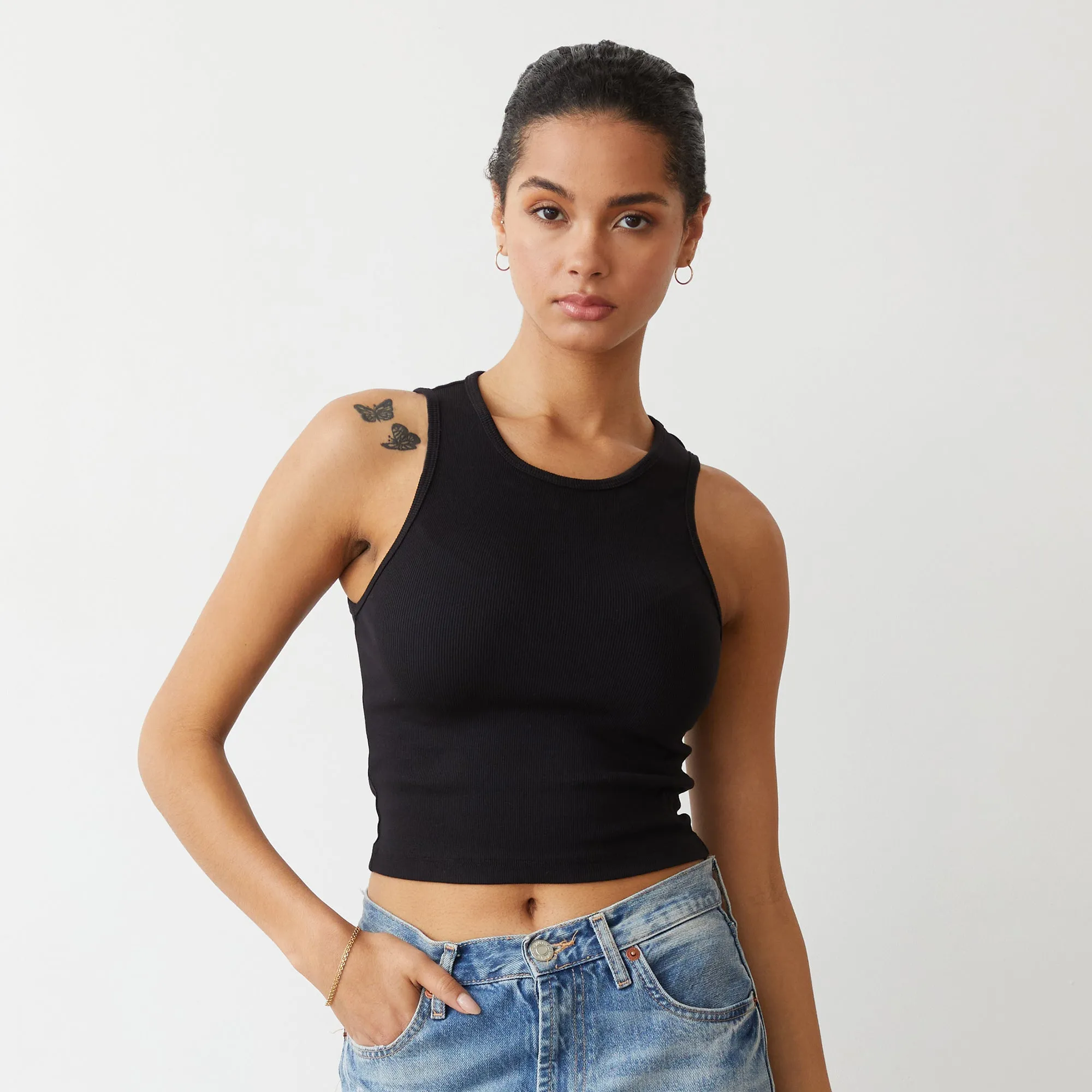 Supimaluxe Rib Crop High Neck Tank sold by Monrow product image thumbnail 4