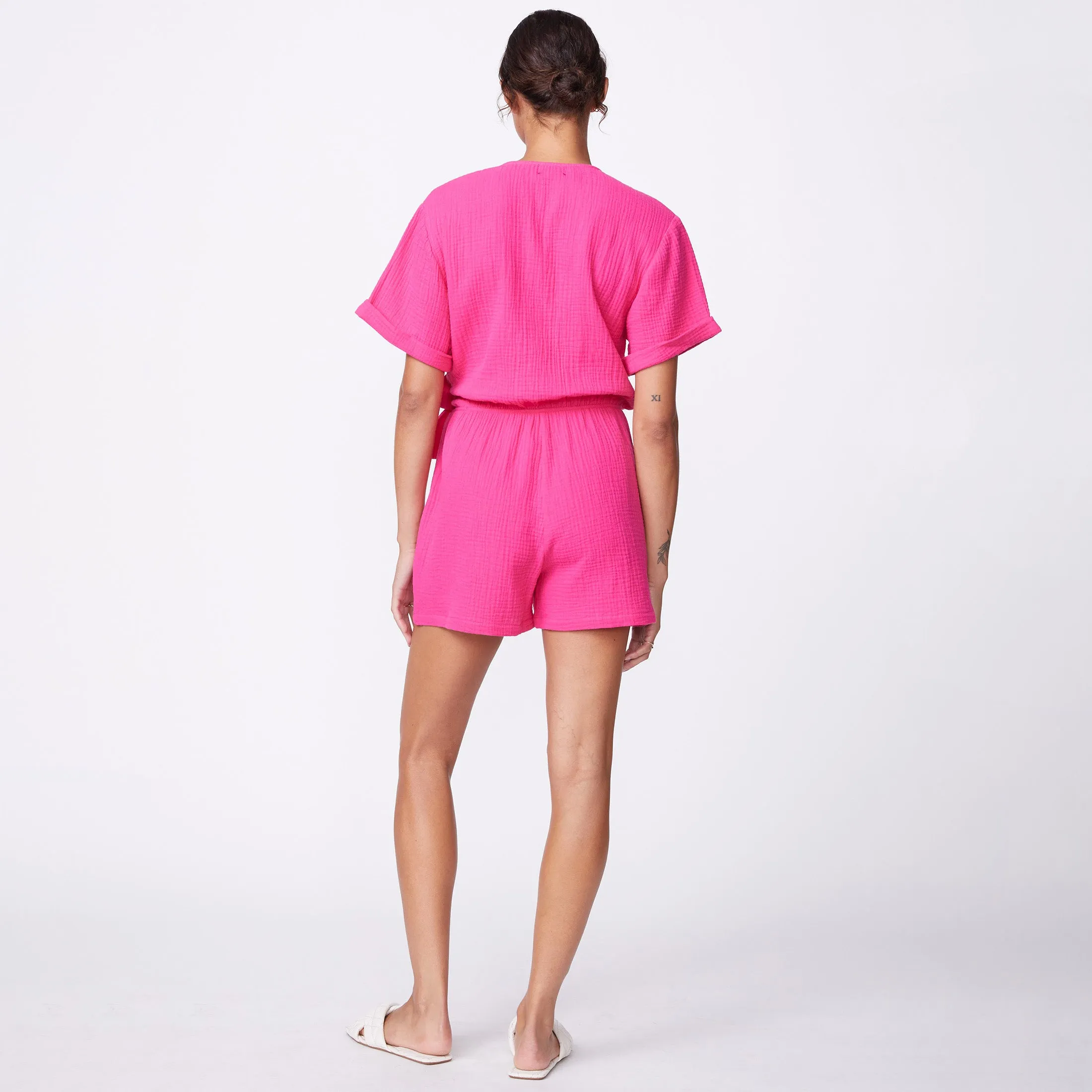 Gauze Wrap Romper sold by Monrow product image thumbnail 4