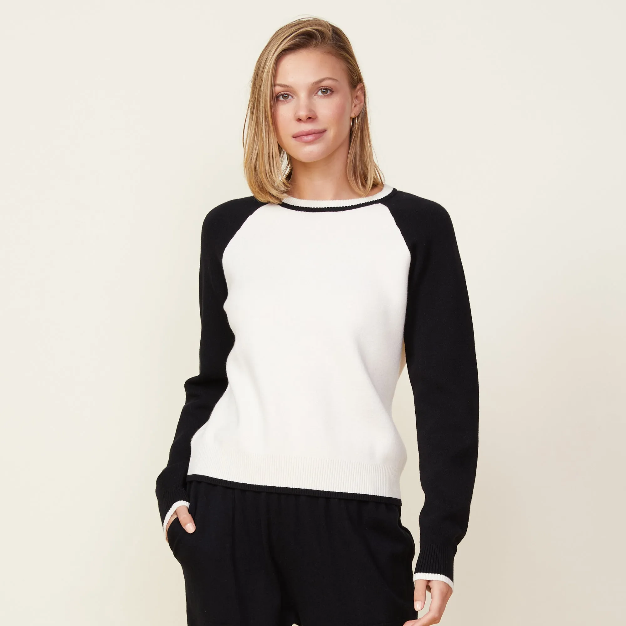 Soft Knit Colorblock Raglan Sweater sold by Monrow product image thumbnail 2