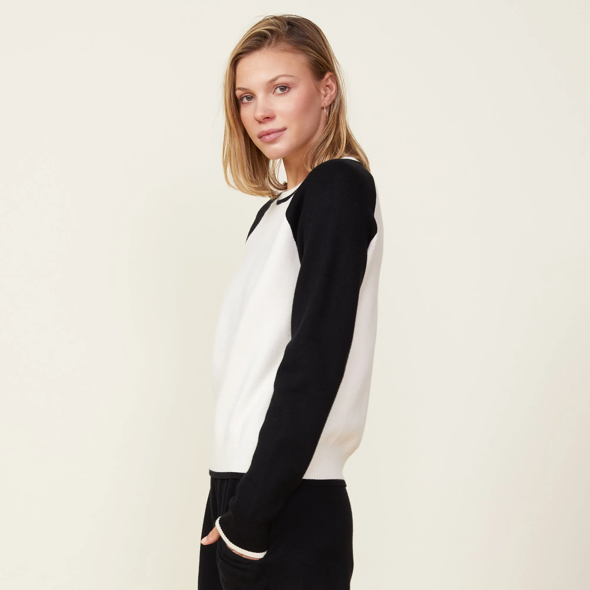 Soft Knit Colorblock Raglan Sweater sold by Monrow product image thumbnail 4