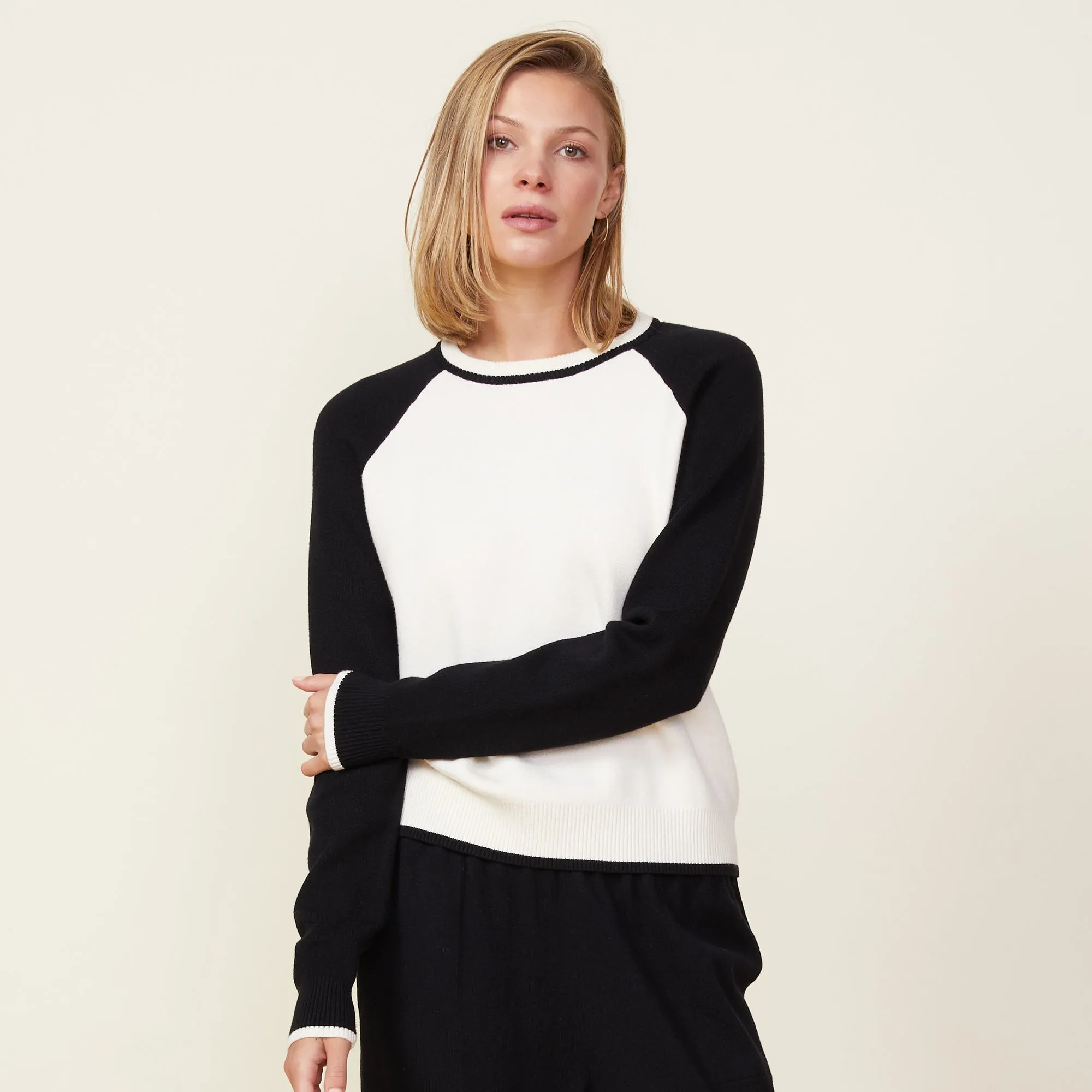 Soft Knit Colorblock Raglan Sweater sold by Monrow product image thumbnail 3