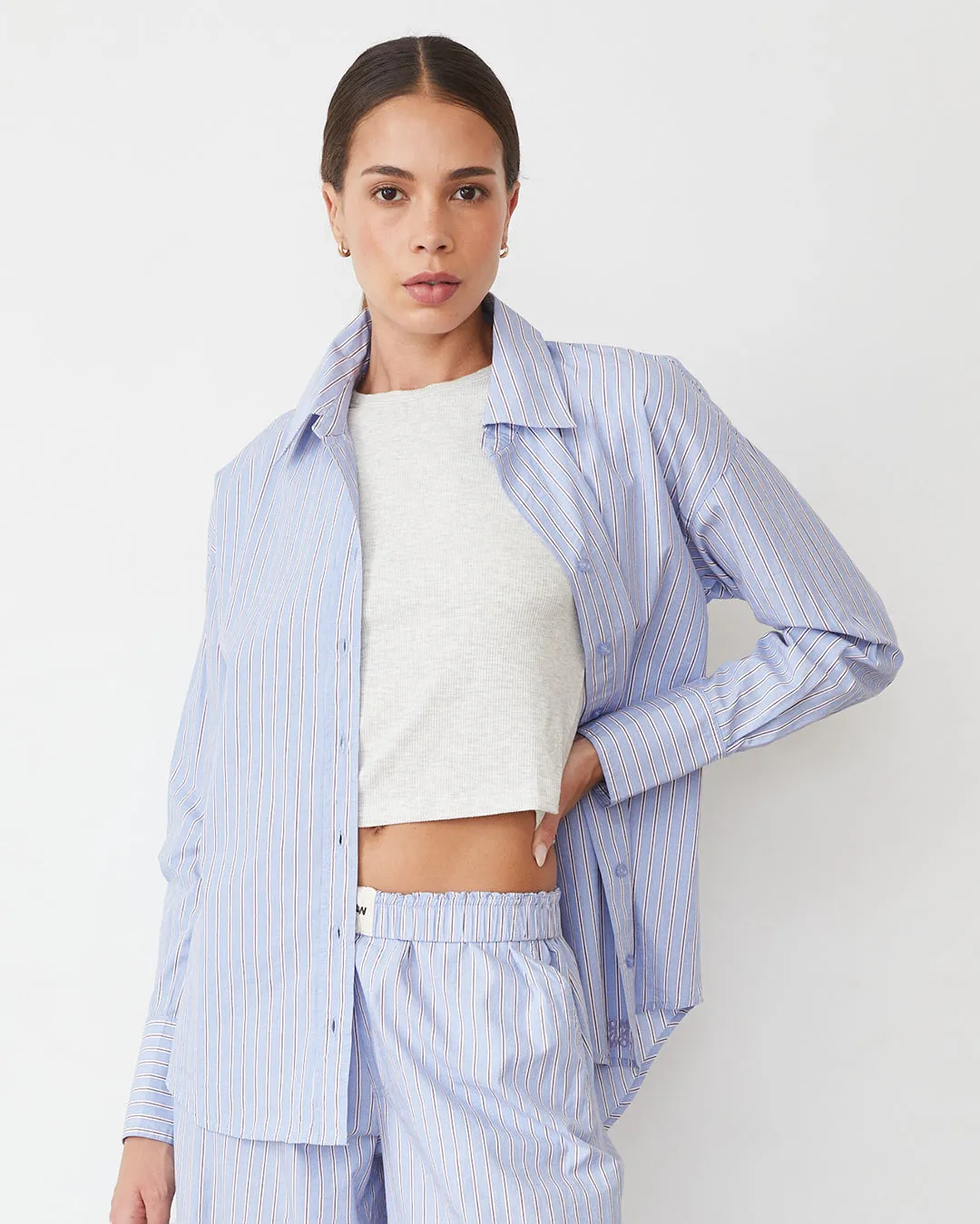 Stripe Poplin Oversized Shirt sold by Monrow product image thumbnail 3
