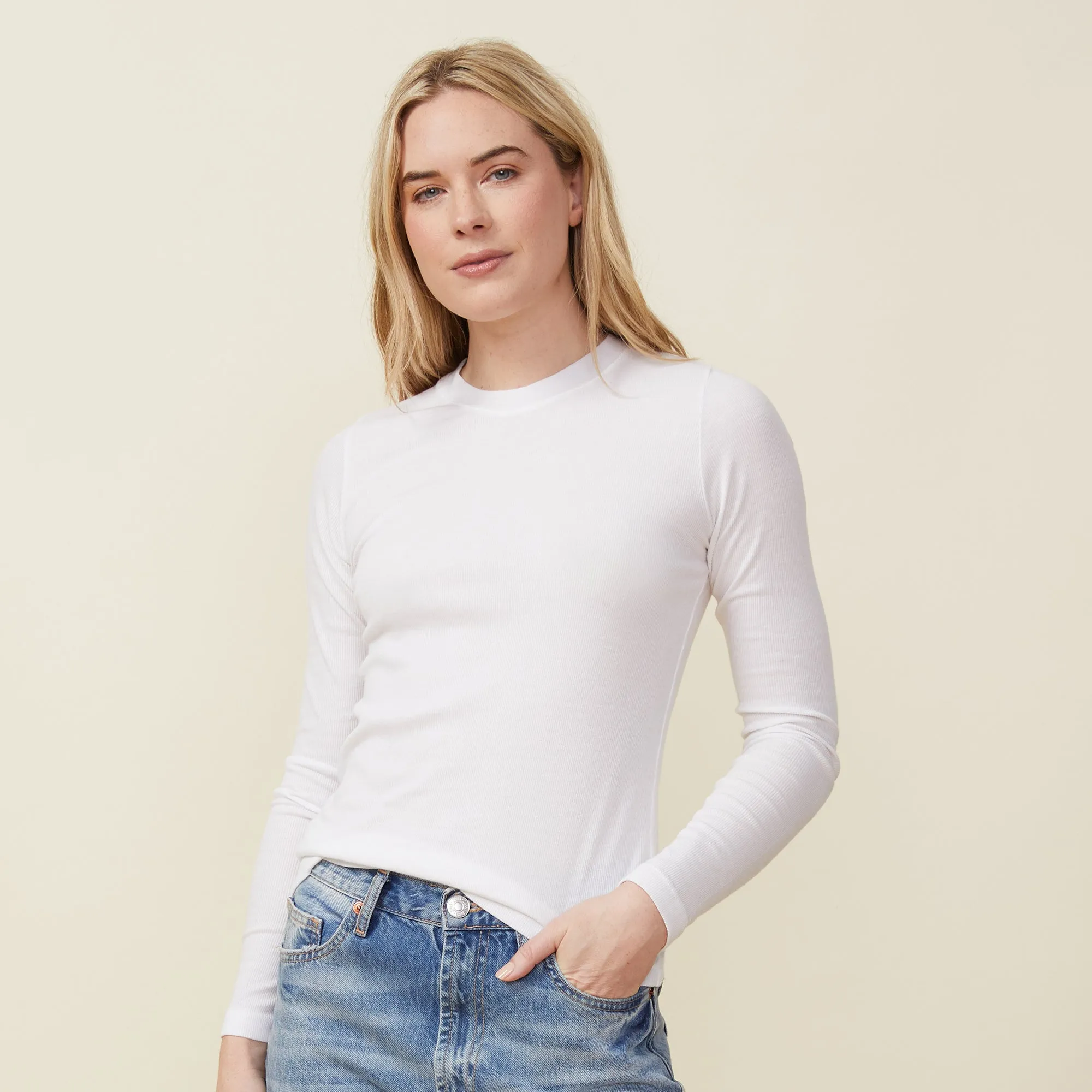 Supima Rib Long Sleeve Crew sold by Monrow