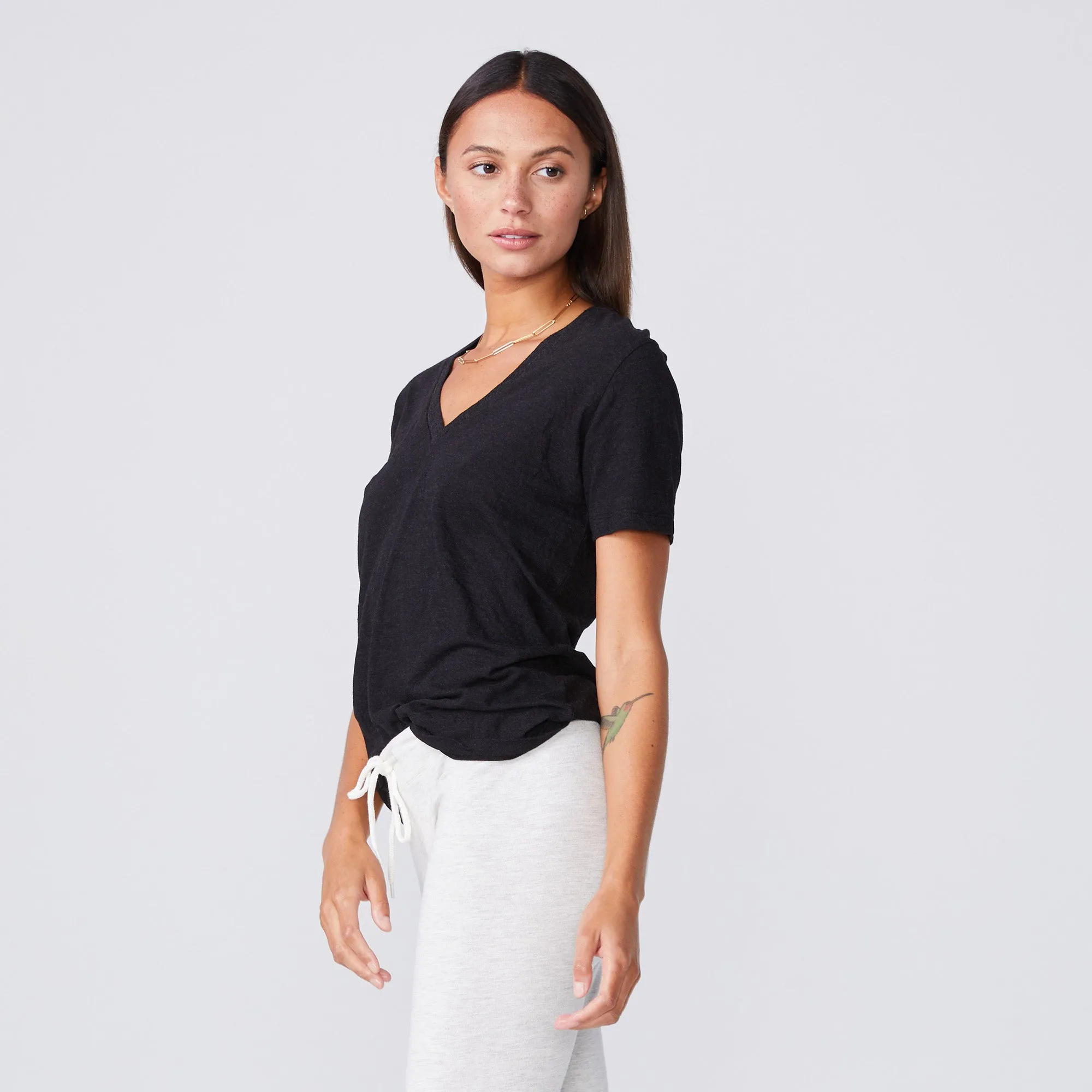 Textured Tri-Blend Relaxed V Neck Tee sold by Monrow product image thumbnail 3