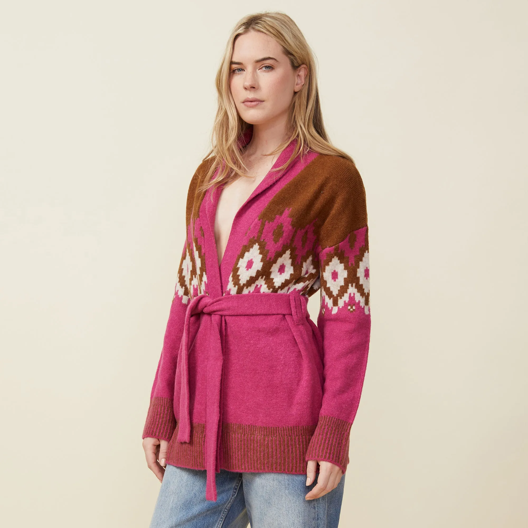 Fair Isle Shawl Cardigan sold by Monrow product image thumbnail 3