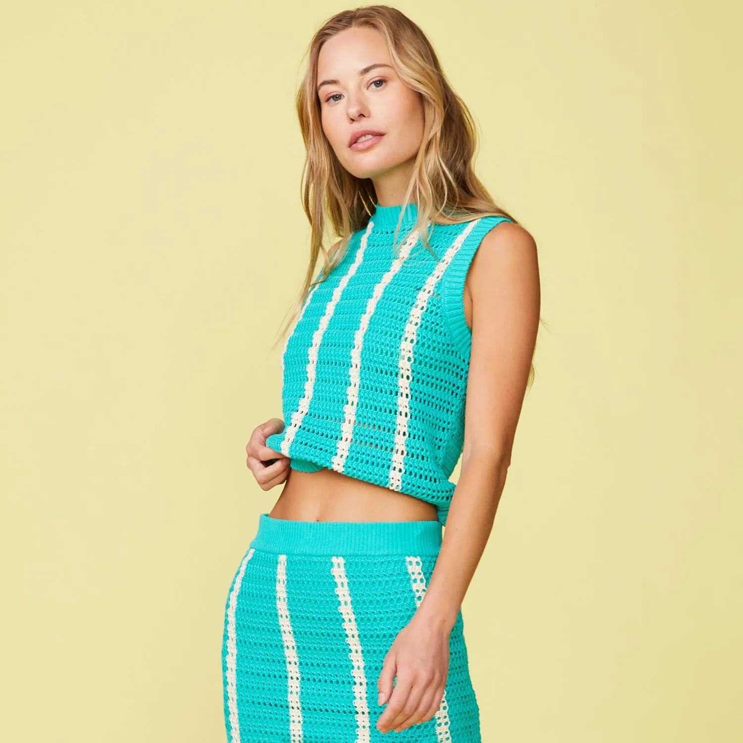 Crochet Knit Crop Tank sold by Monrow product image thumbnail 2