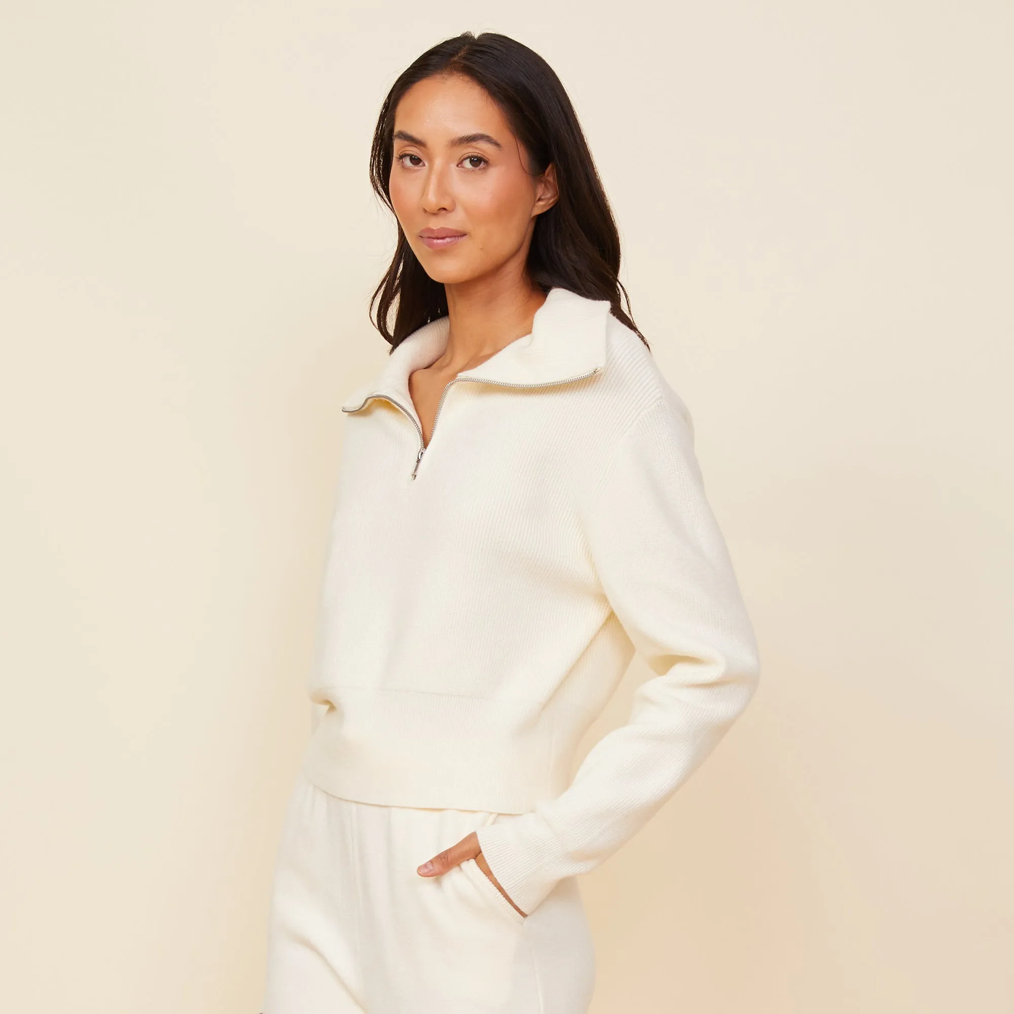 Soft Knit Rib Half Zip Sweater sold by Monrow product image thumbnail 4