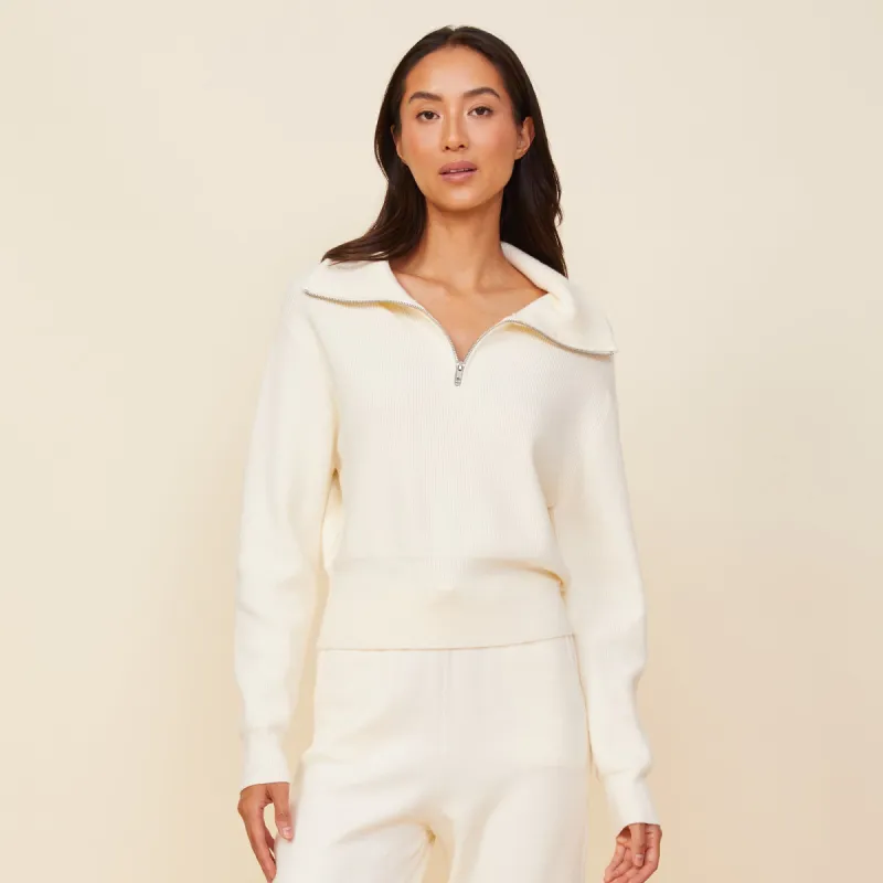 Soft Knit Rib Half Zip Sweater sold by Monrow