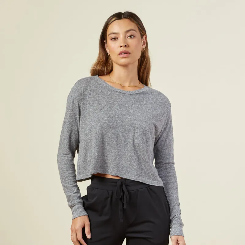 Cropped Long Sleeve Ex-Boyfriend Pocket Crew sold by Monrow