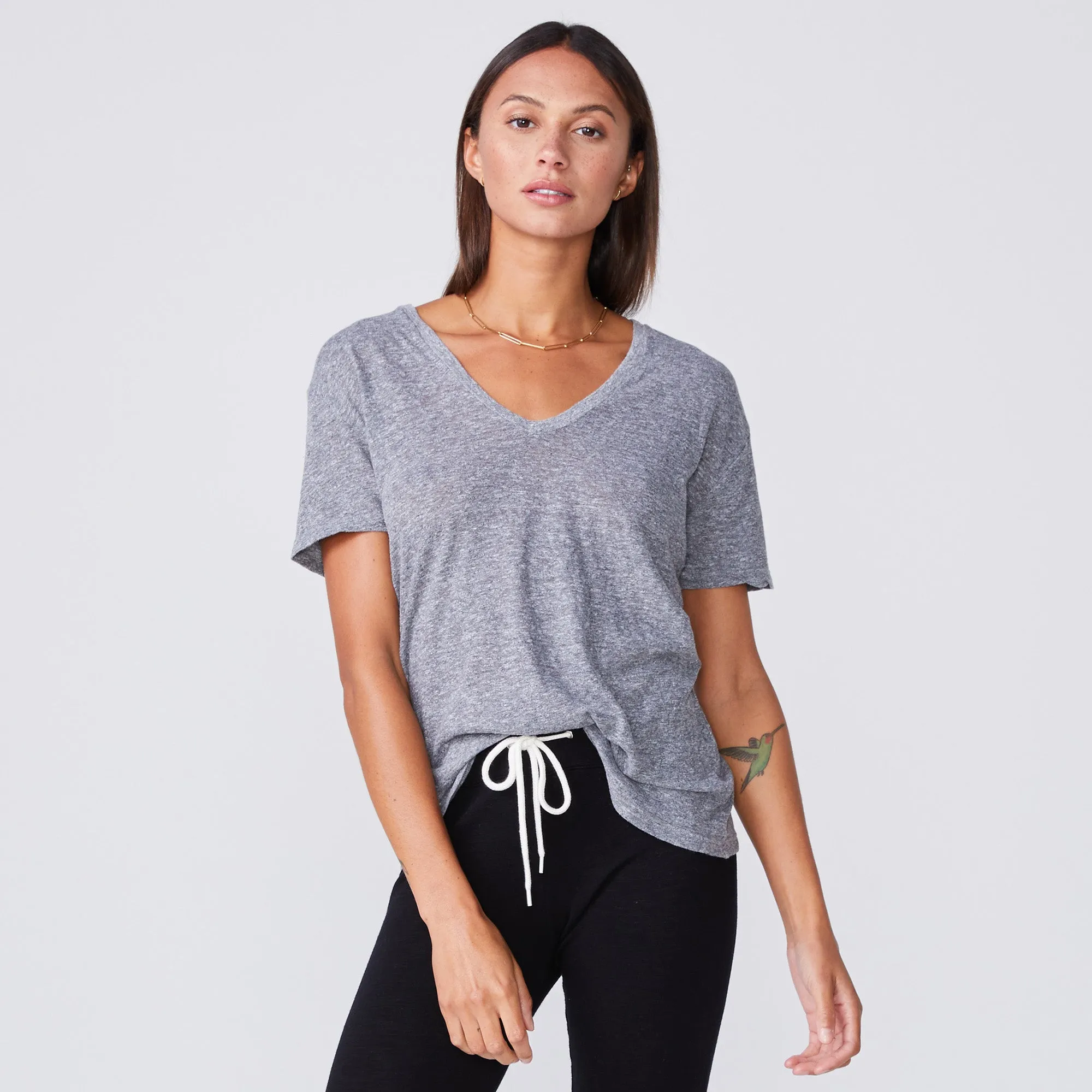 Textured Tri-Blend Relaxed V Neck Tee sold by Monrow