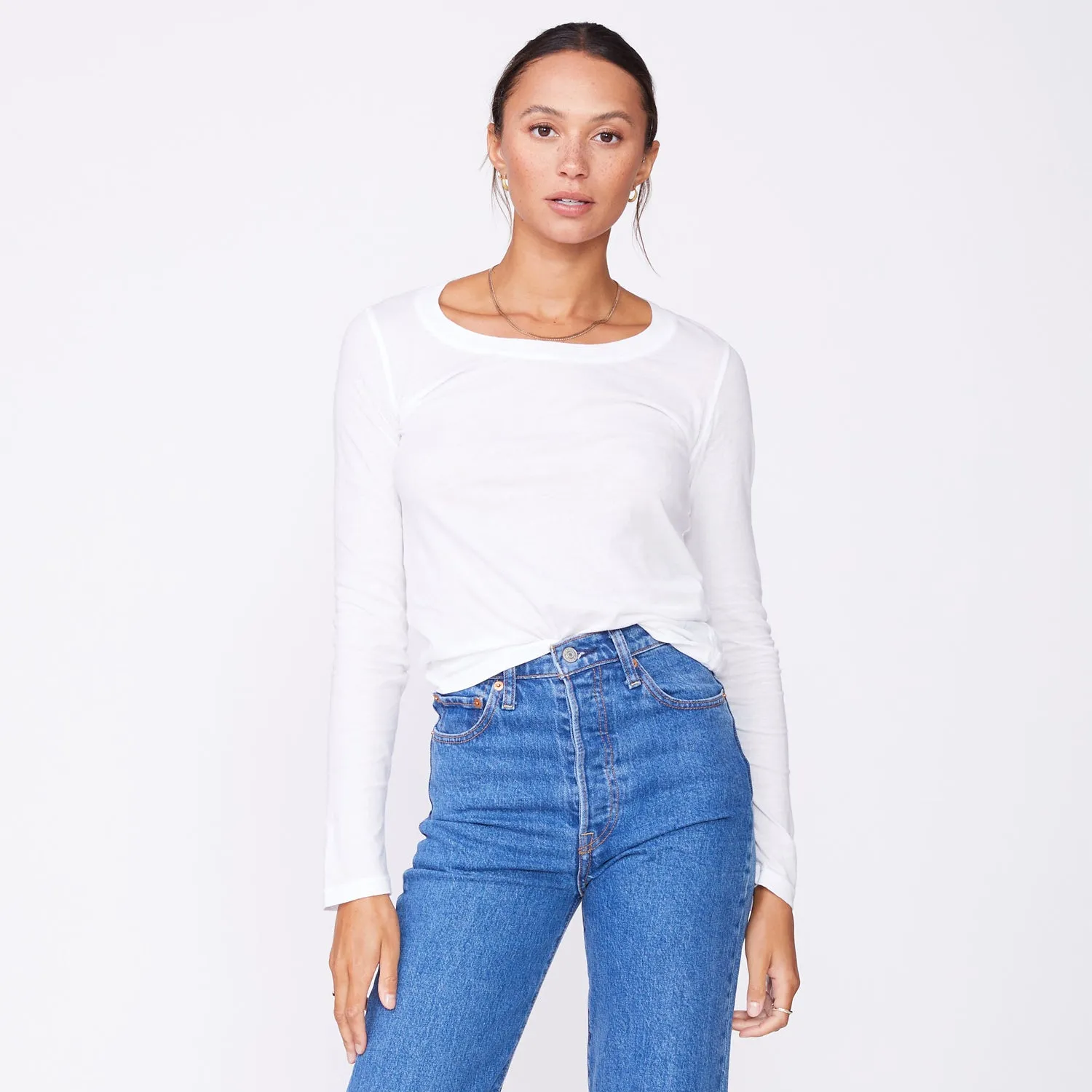 Super Fine Jersey Fitted Long Sleeve Crew sold by Monrow