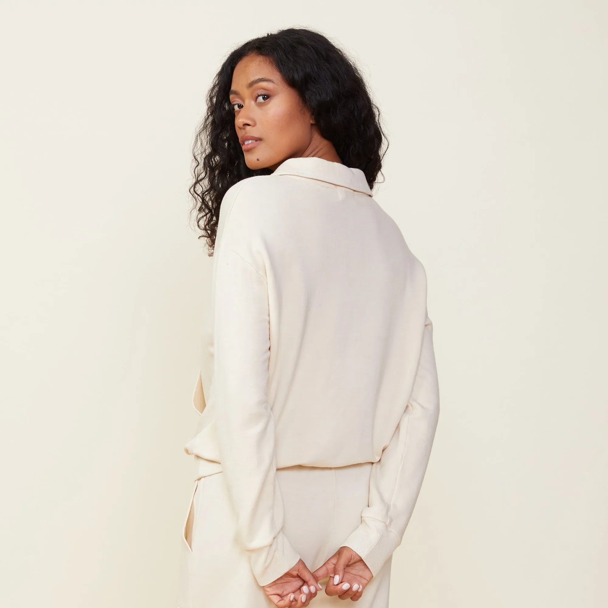 Supersoft Fleece Polo Sweatshirt sold by Monrow product image thumbnail 3