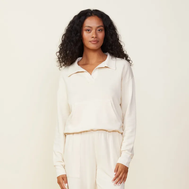 Supersoft Fleece Polo Sweatshirt sold by Monrow