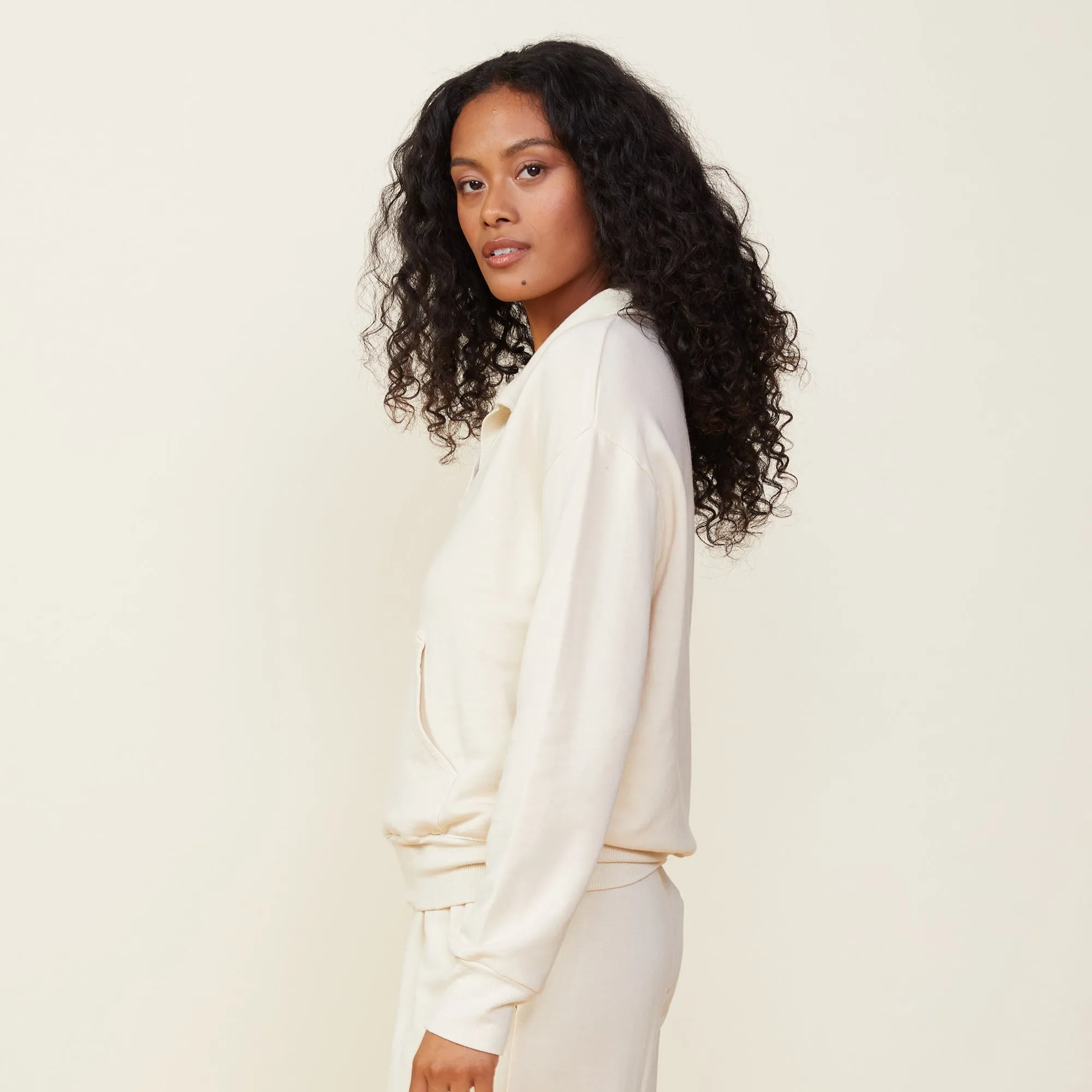 Supersoft Fleece Polo Sweatshirt sold by Monrow product image thumbnail 2