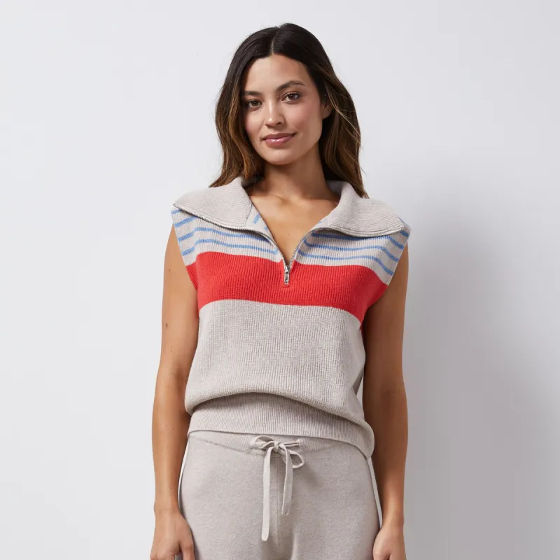 Wool Cashmere Stripe Half Zip Vest sold by Monrow