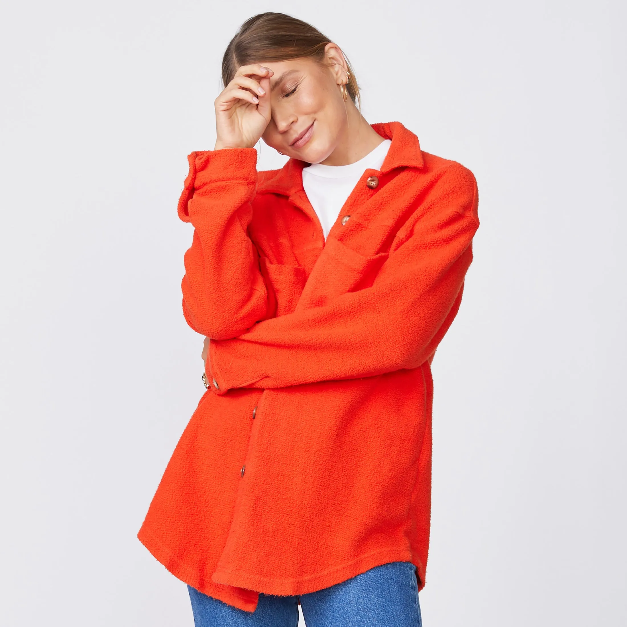 Teddy Fleece Shacket sold by Monrow