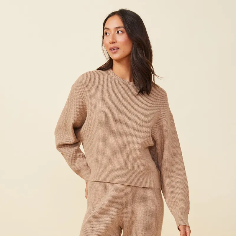 Soft Knit Waffle Crew Neck Sweatshirt sold by Monrow