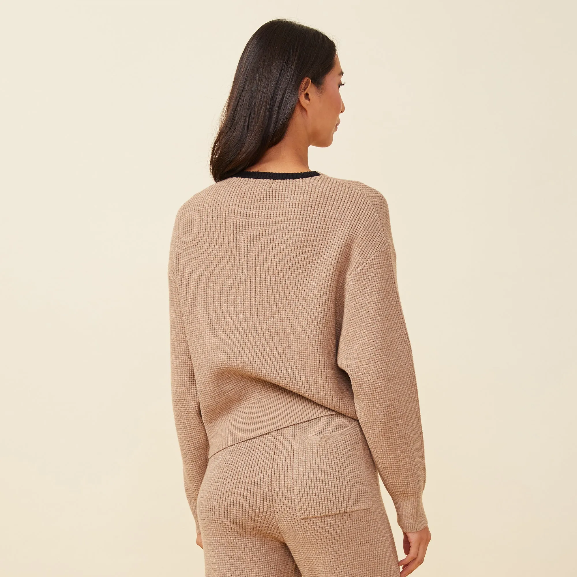 Soft Knit Waffle Crew Neck Sweatshirt sold by Monrow product image thumbnail 3