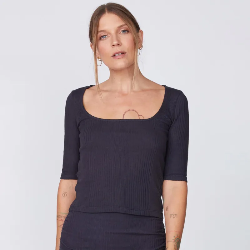 Varigated Rib Scoop Neck Tee sold by Monrow