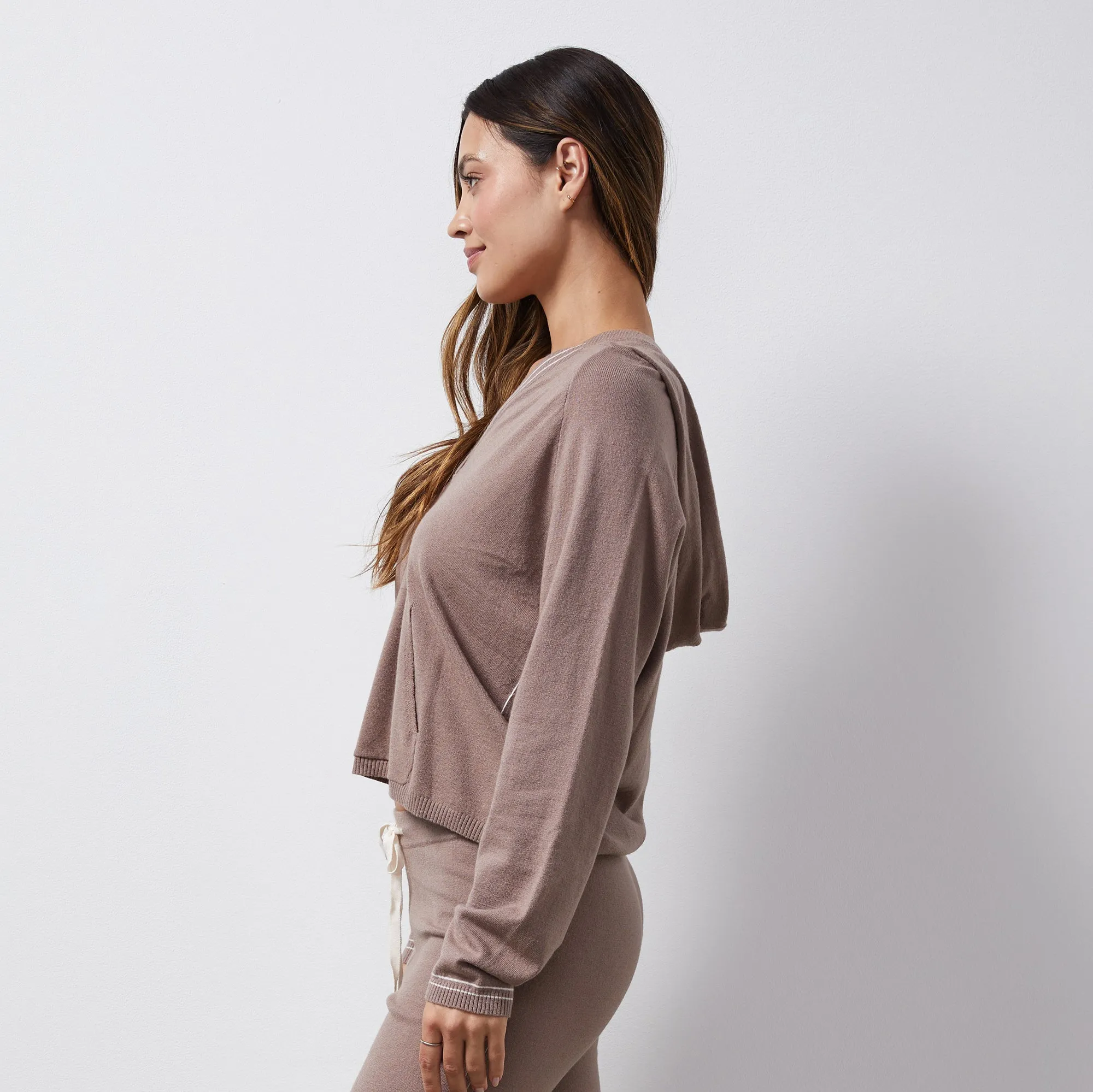 Light Soft Knit Contrast Stitch Hoody sold by Monrow product image thumbnail 3